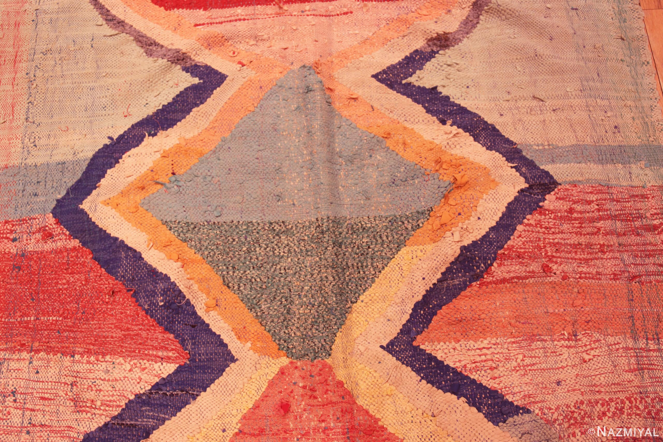 Close Up of Gallery Size Artistic Vintage Moroccan Kilim 72991 by Nazmiyal Antique Rugs