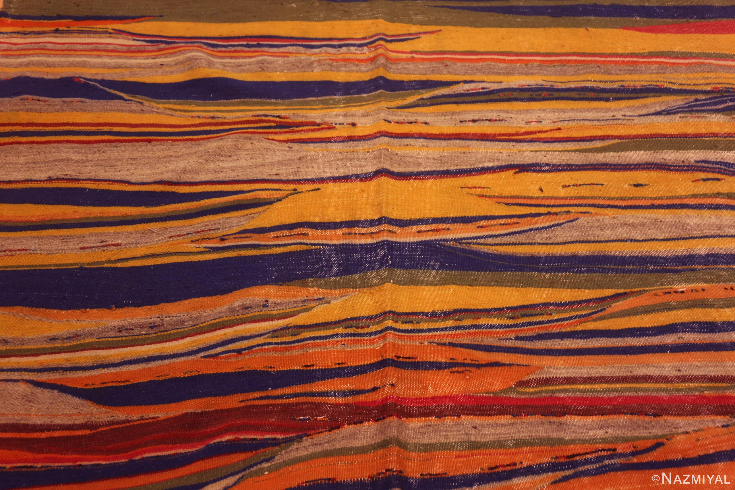 Spectacular Hallway Size Artistic Vintage Moroccan Kilim 73022