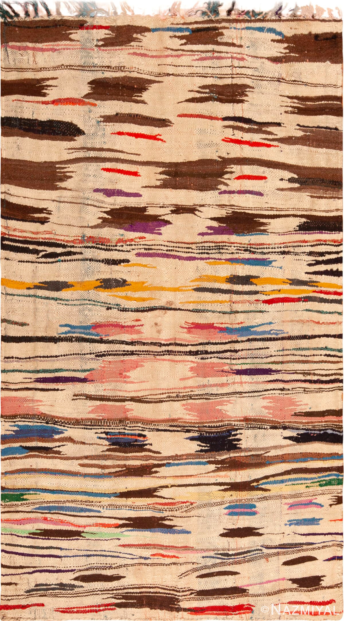 Colorful Tribal Vintage Moroccan Kilim Rug 72983 by Nazmiyal Antique Rugs