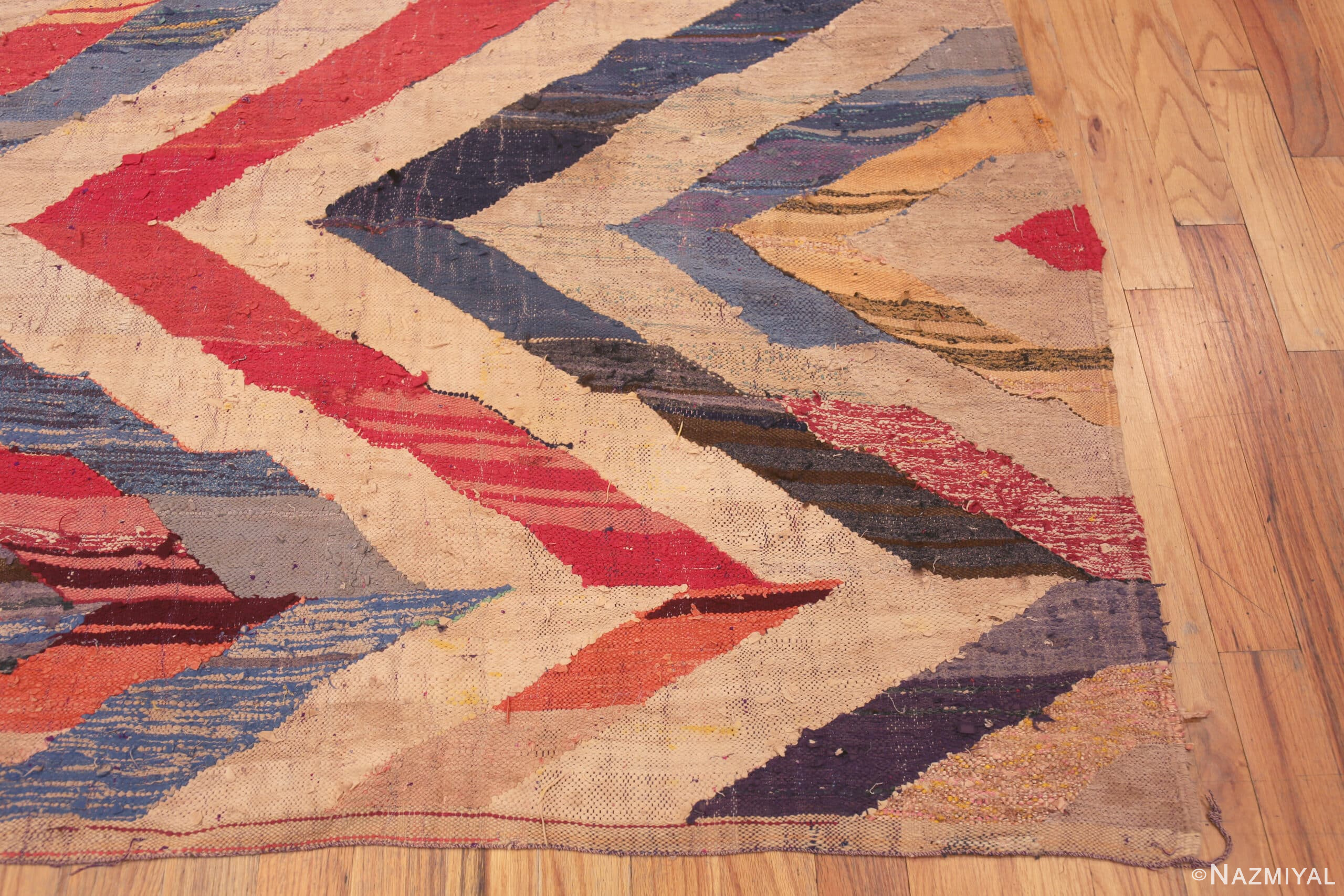 Corner of Colorful Vintage Moroccan Zigzag Design Kilim Rug 72993 by Nazmiyal Antique Rugs
