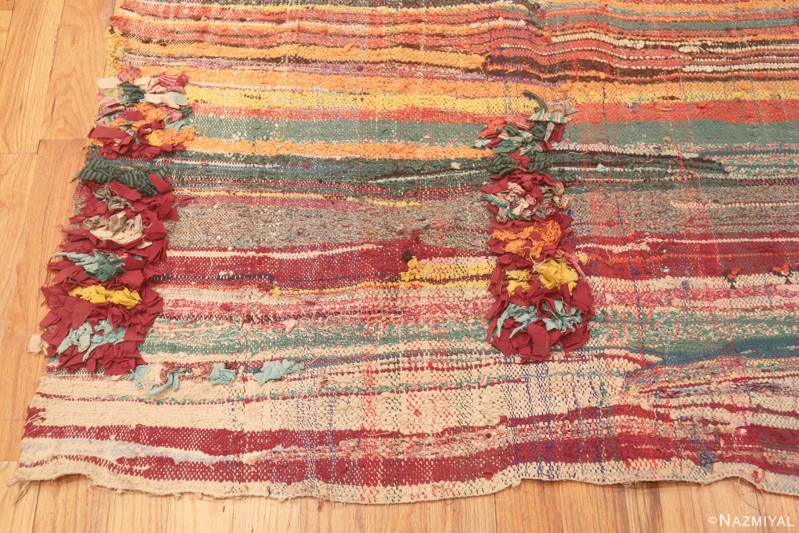 Colorful Vintage Moroccan Boucherouite Kilim Rug 73003 Nazmiyal