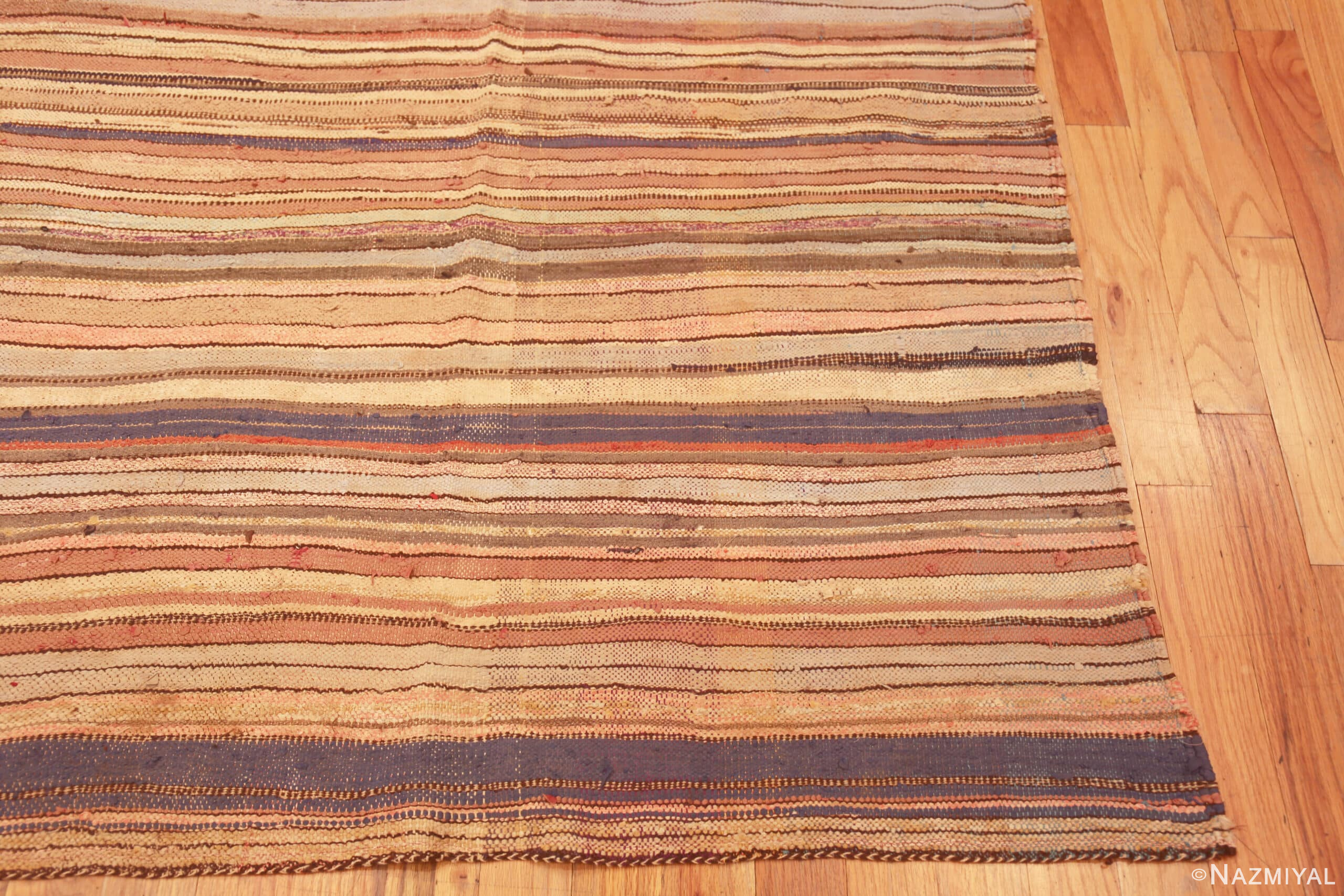 Corner of Striped Design Vintage Moroccan Kilim Rug 73018 by Nazmiyal Antique Rugs