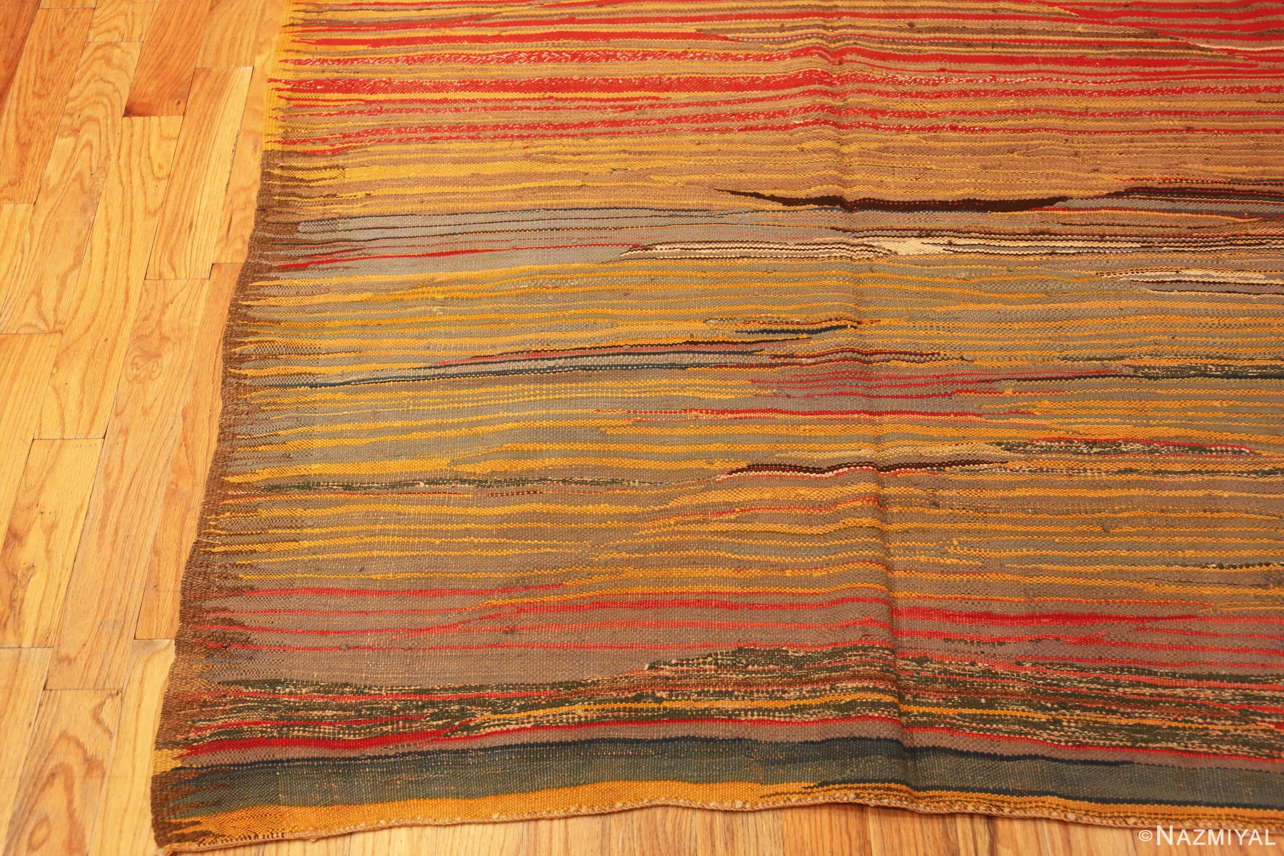 Corner of Warm Tones Tribal Vintage Moroccan Kilim Gallery Size Rug 72988 by Nazmiyal Antique Rugs