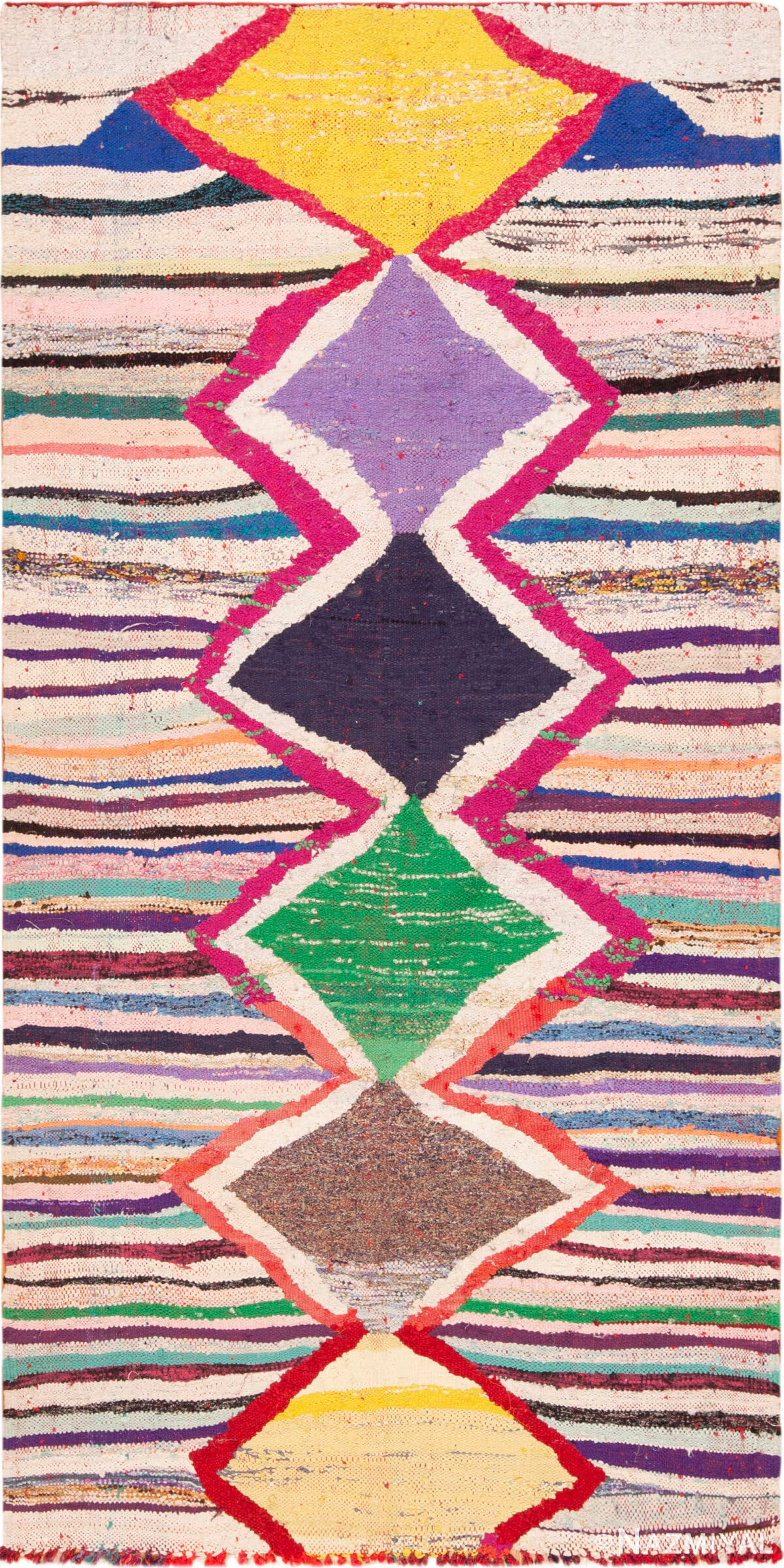 Diamond Pattern Vintage Moroccan Kilim Rug 72996 by Nazmiyal Antique Rugs