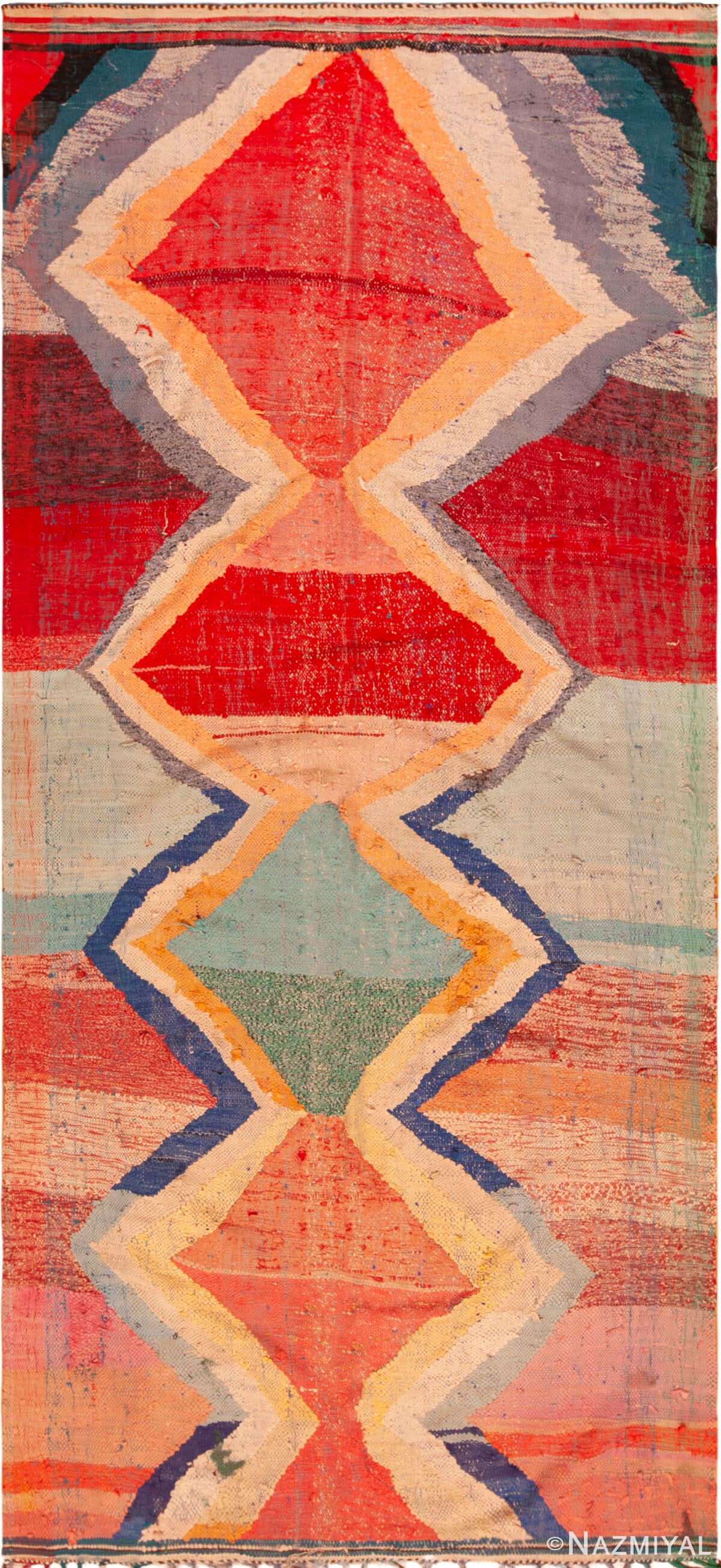 Gallery Size Artistic Vintage Moroccan Kilim 72991 by Nazmiyal Antique Rugs
