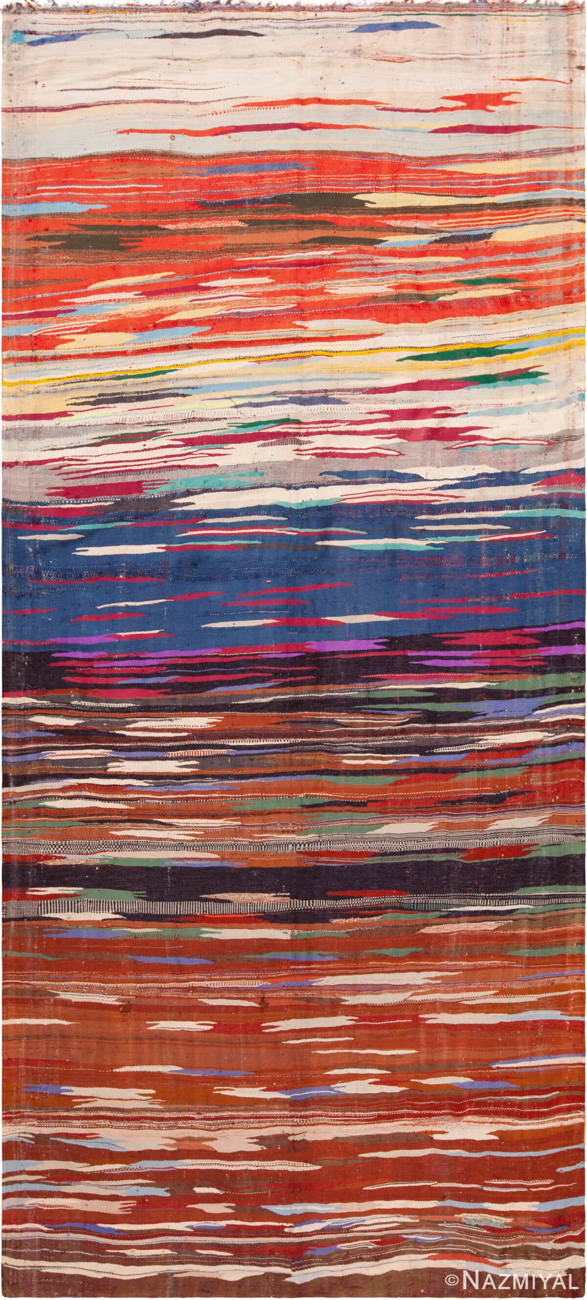 Gallery Size Colorful Vintage Moroccan Kilim Rug 72989 by Nazmiyal Antique Rugs