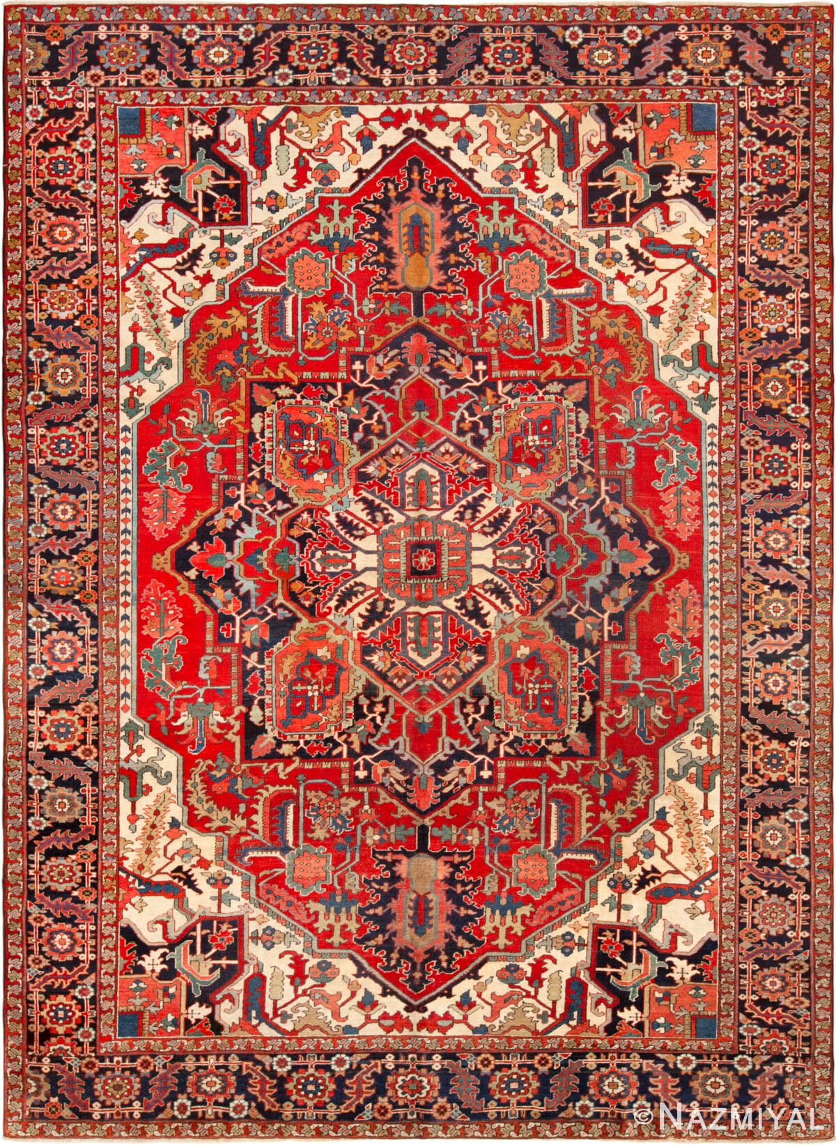 Intricate Design Antique Persian Serapi Rug 73051 by Nazmiyal Antique Rugs
