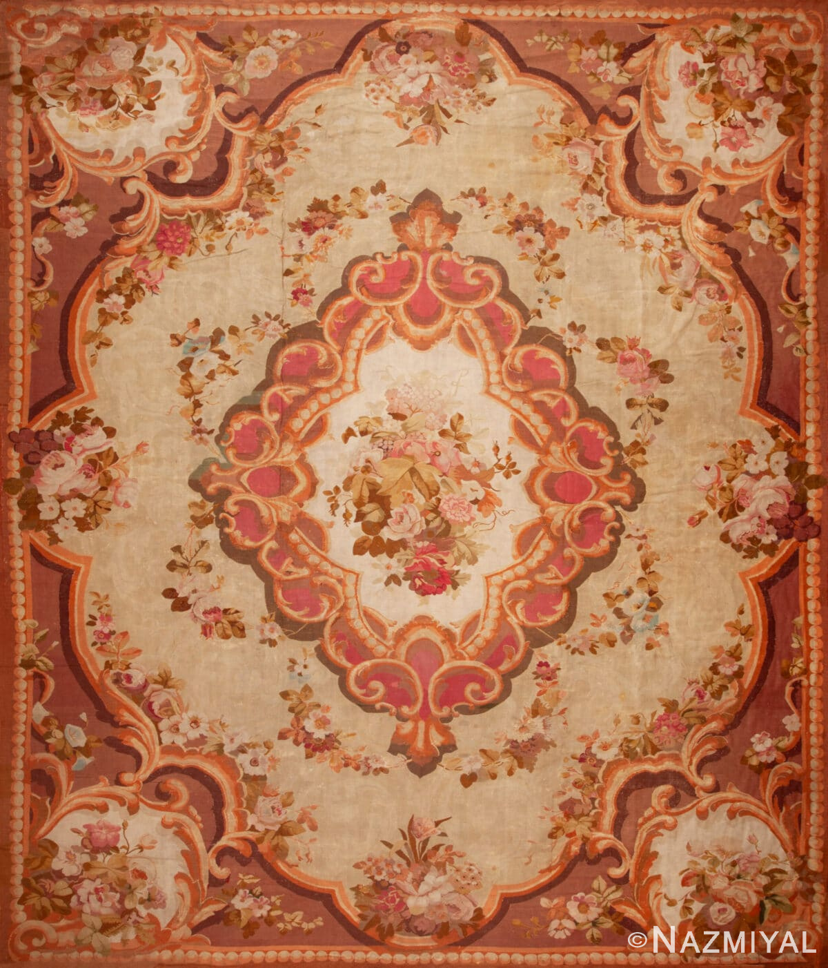 Large Antique 19th Century French Aubusson Rug 72902 by Nazmiyal Antique Rugs