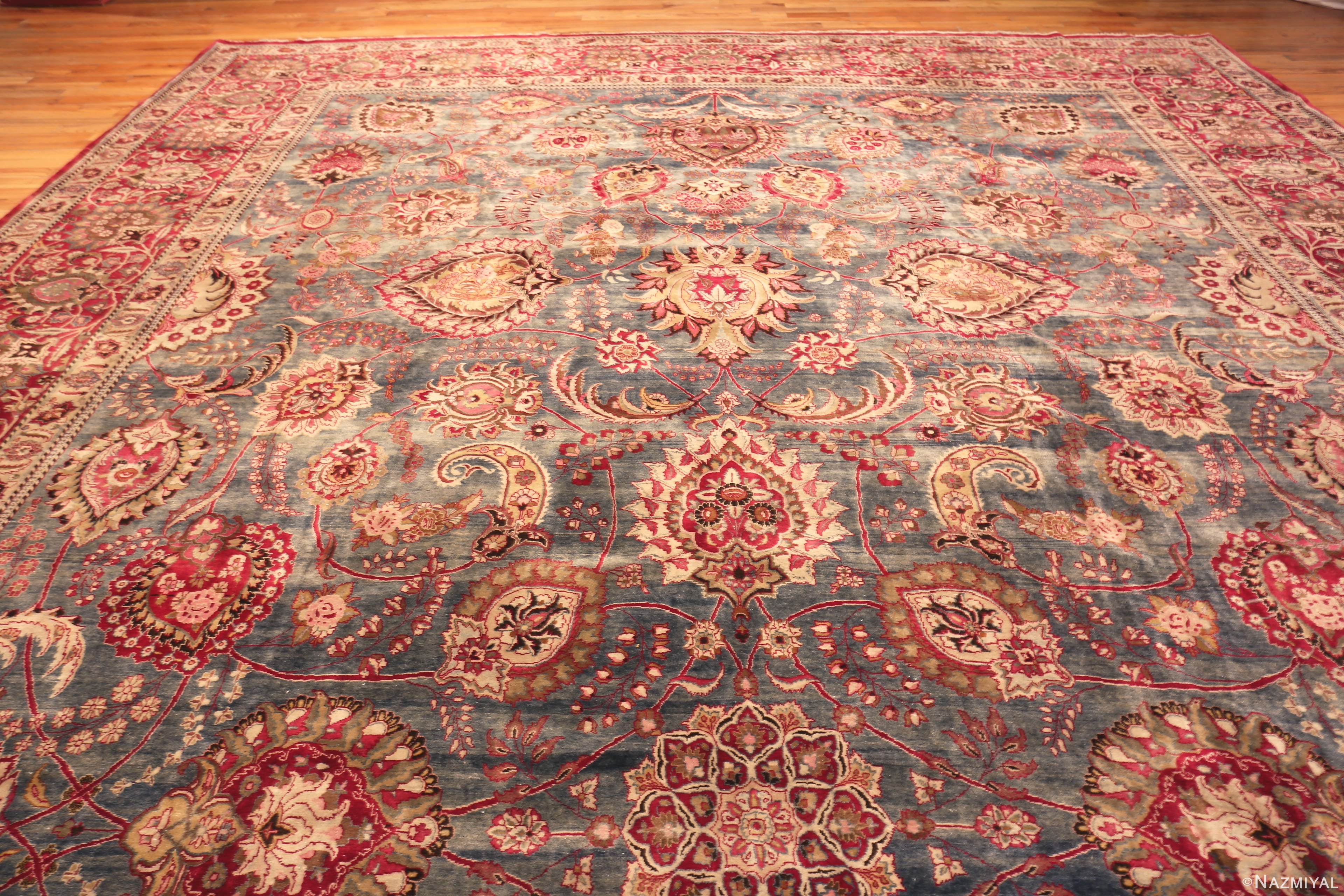Luxurious Palace Size Vintage Persian Khorassan Floral Rug 73044 by Nazmiyal Antique Rug Collection