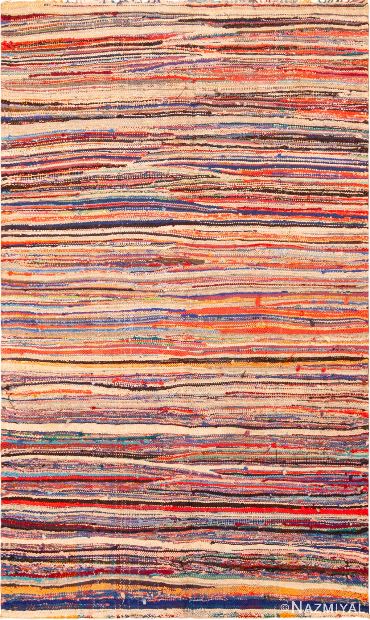 Striped Jewel Tones Vintage Moroccan Flatweave Rug 73007 by Nazmiyal Antique Rugs