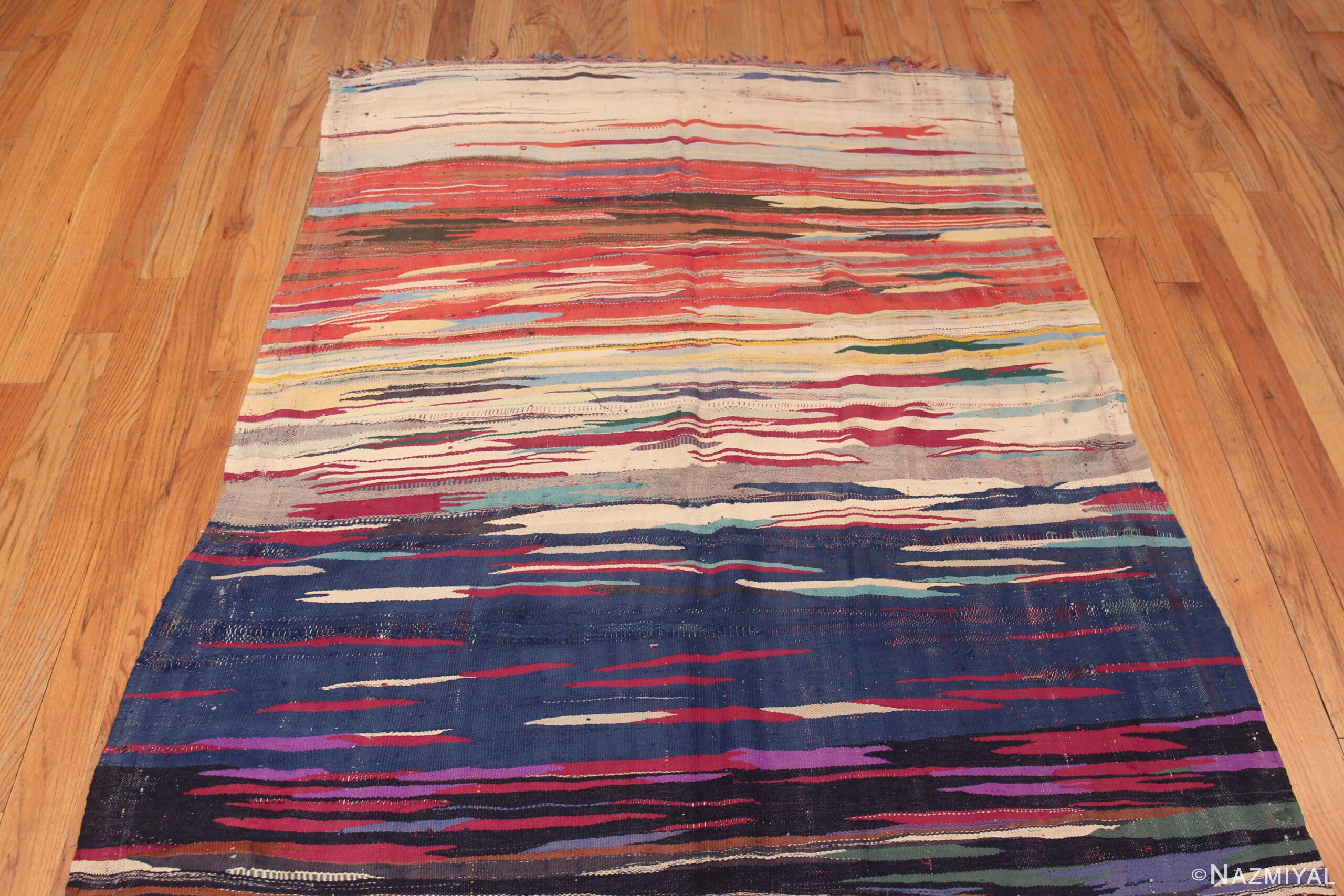 Top of Gallery Size Colorful Vintage Moroccan Kilim Rug 72989 by Nazmiyal Antique Rugs