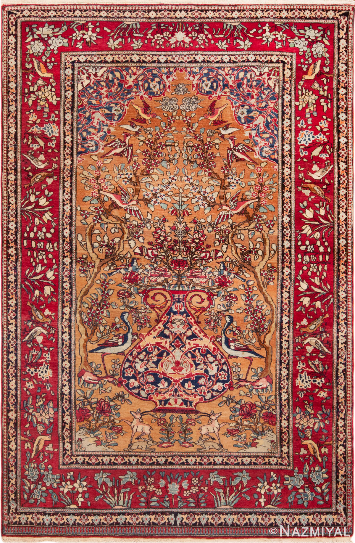 Vase Design Antique Persian Isfahan Rug 73078 by Nazmiyal Antique Rugs
