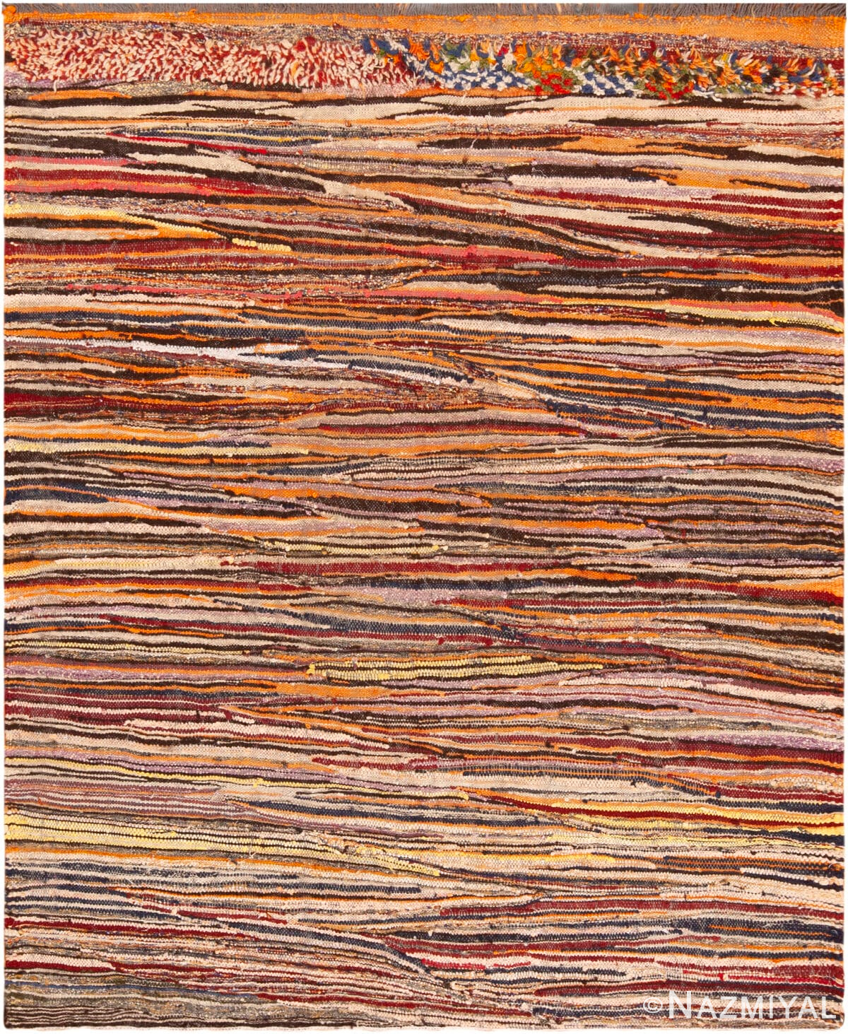 Vintage Moroccan Multicolored Stripes Kilim 73002 by Nazmiyal Antique Rugs