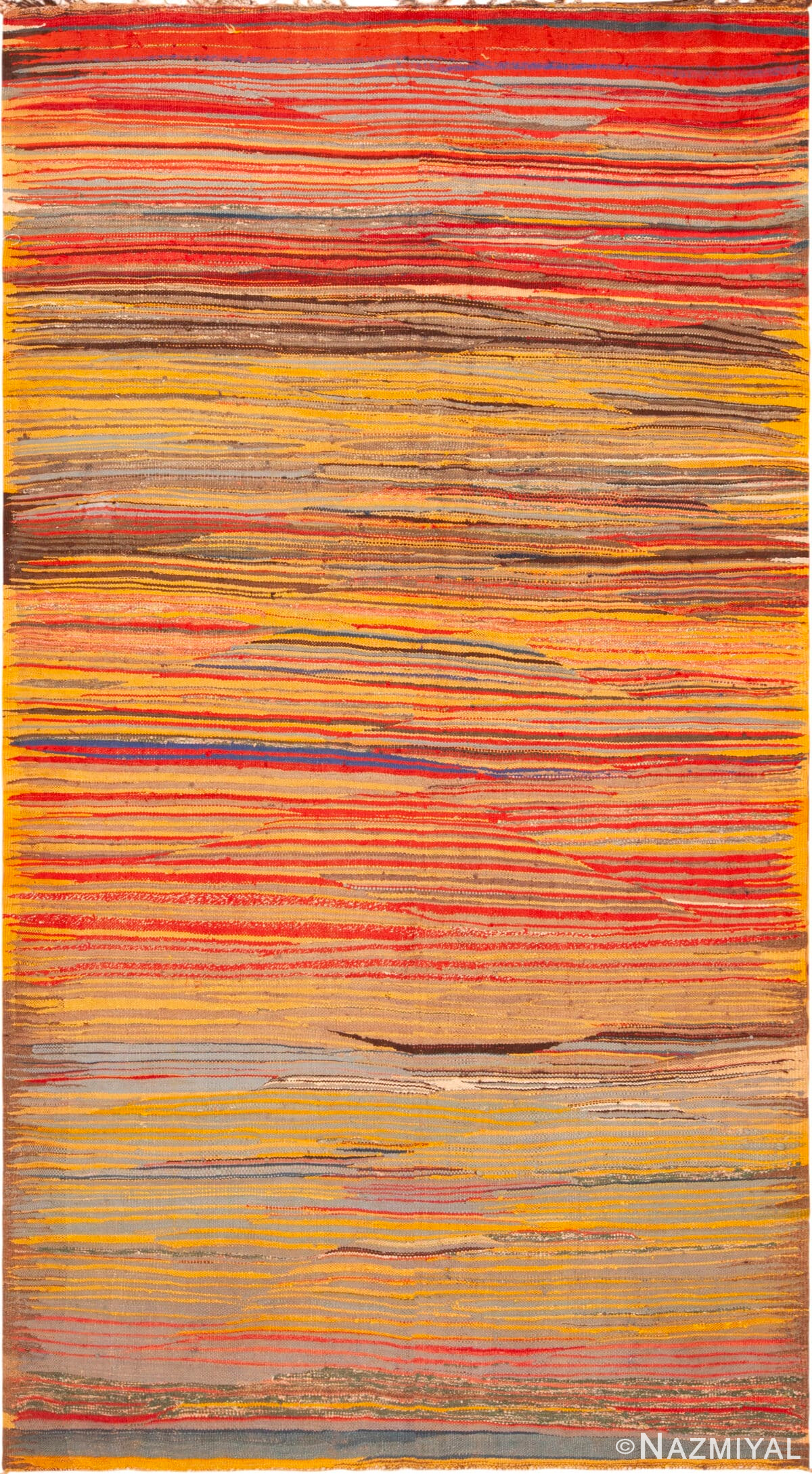 Warm Tones Tribal Vintage Moroccan Kilim Gallery Size Rug 72988 by Nazmiyal Antique Rugs