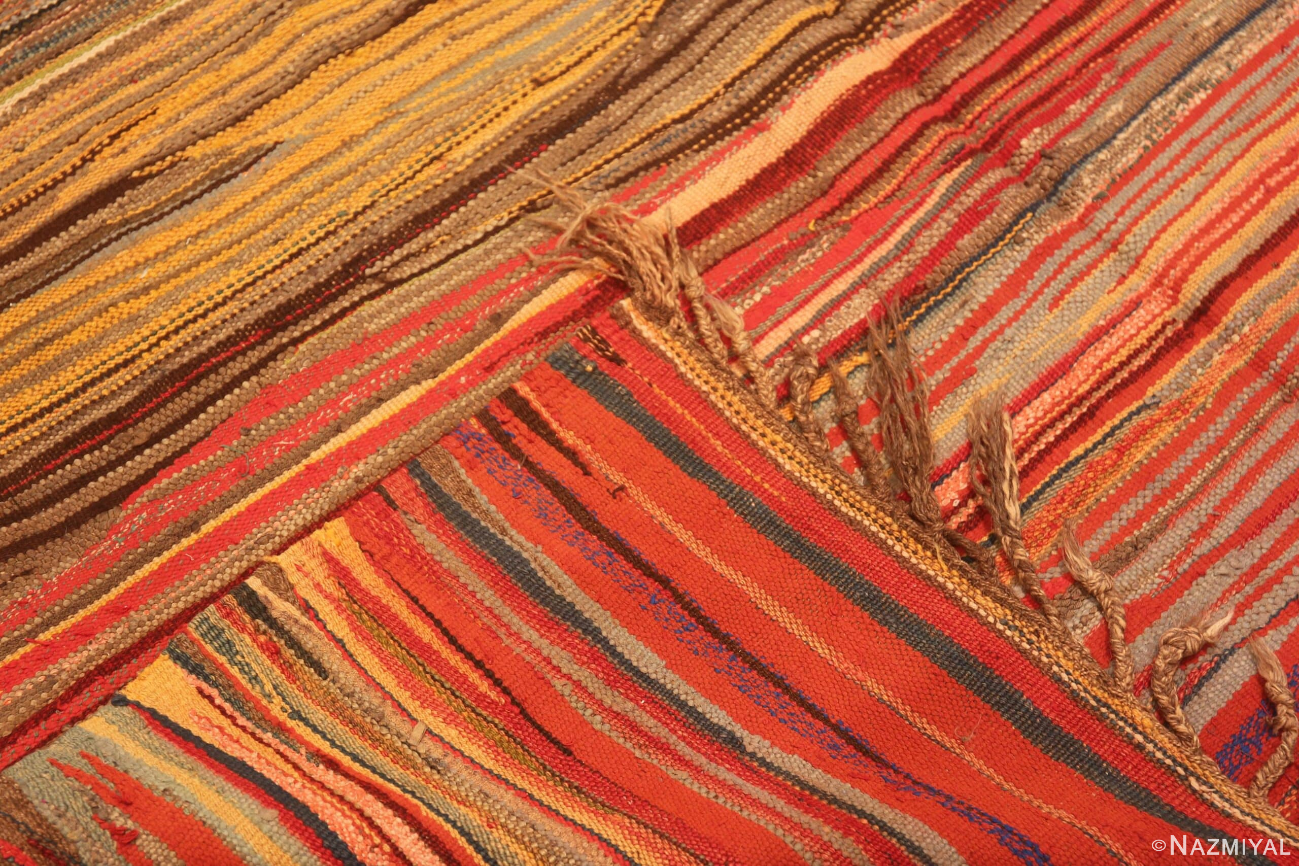 Weave of Warm Tones Tribal Vintage Moroccan Kilim Gallery Size Rug 72988 by Nazmiyal Antique Rugs