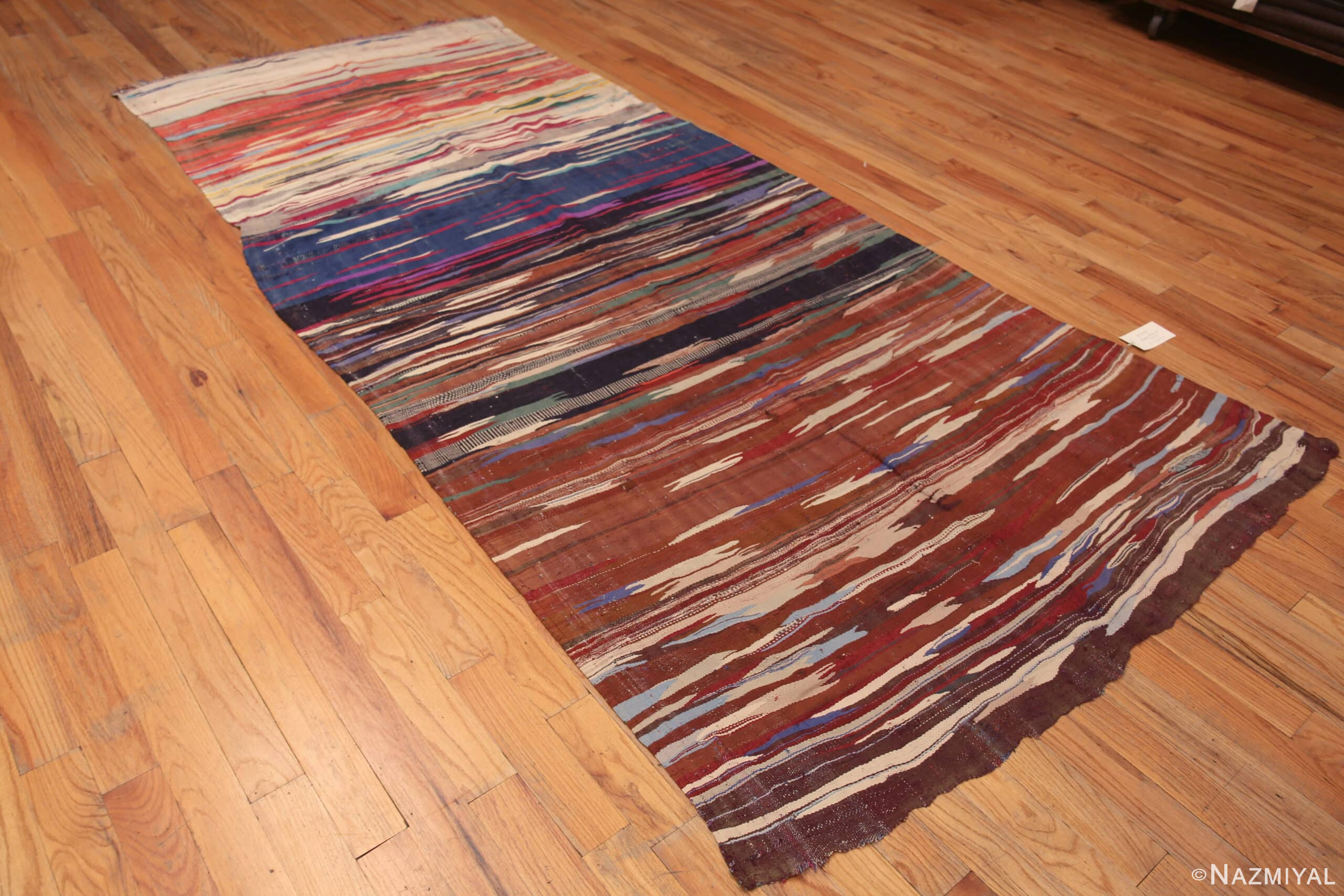Whole View of Gallery Size Colorful Vintage Moroccan Kilim Rug 72989 by Nazmiyal Antique Rugs