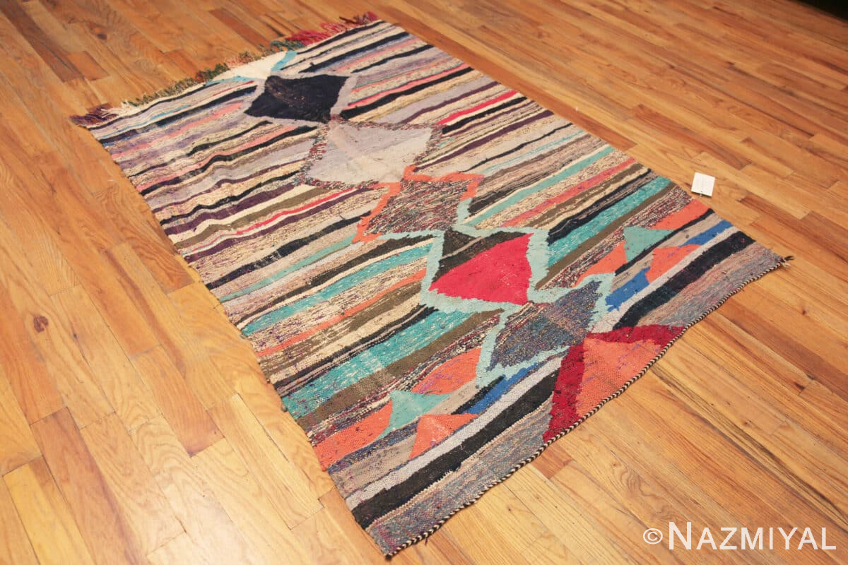 Tribal Design Vintage Boucherouite Moroccan Rug 72994 Nazmiyal