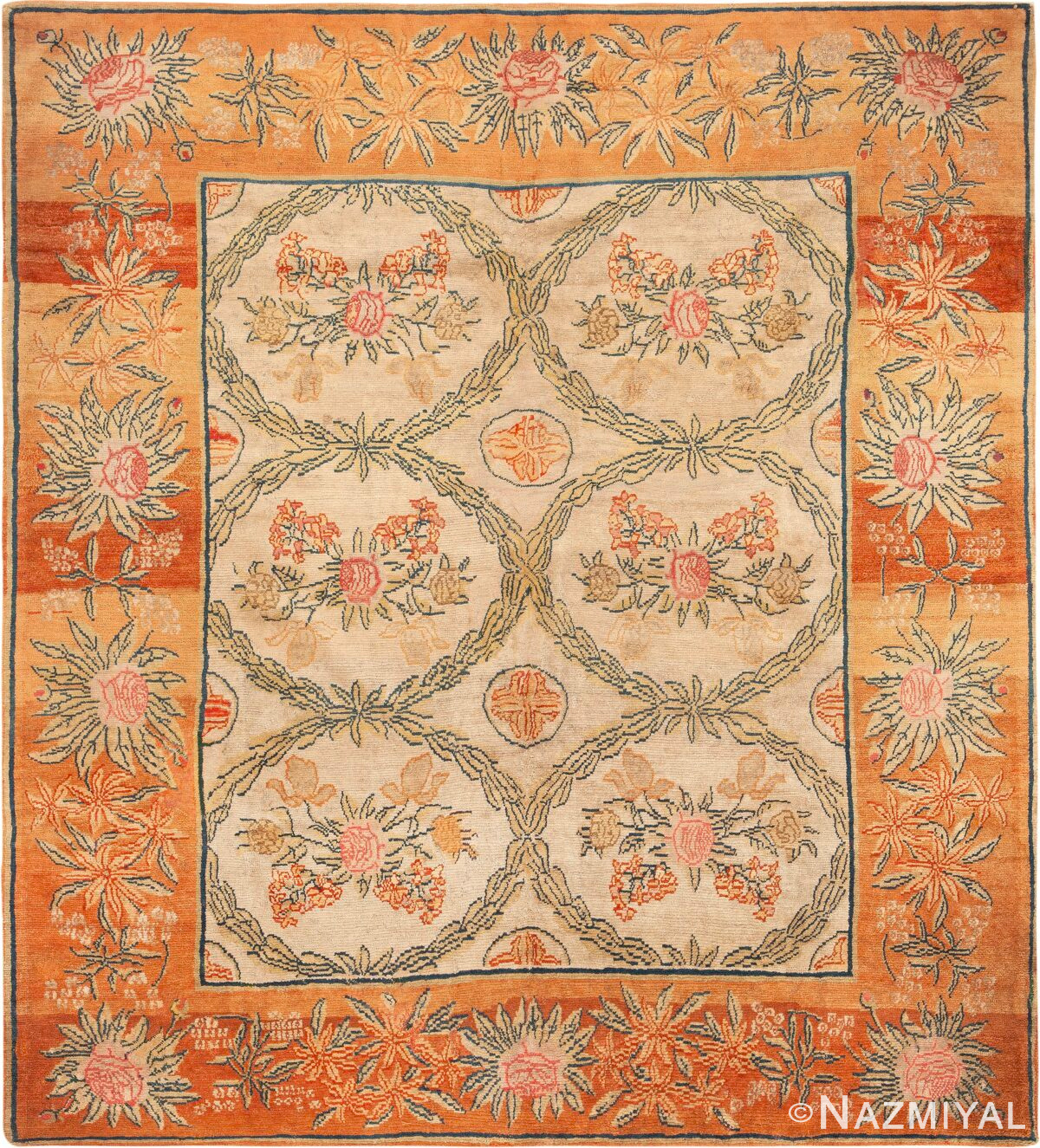 Antique Floral Design Ukrainian 19th Century Rug 73075 by Nazmiyal Antique Rugs