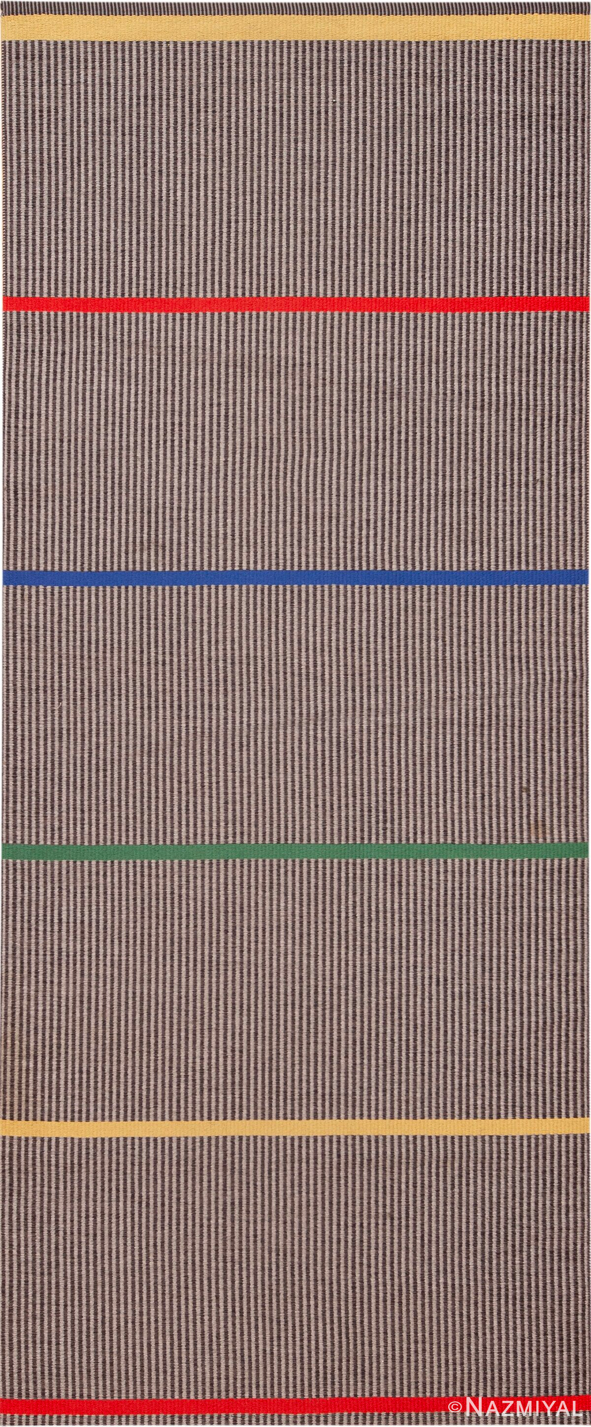 Vintage Scandinavian Swedish Kilim Runner With Striped Design 73105 by Nazmiyal Antique Rugs