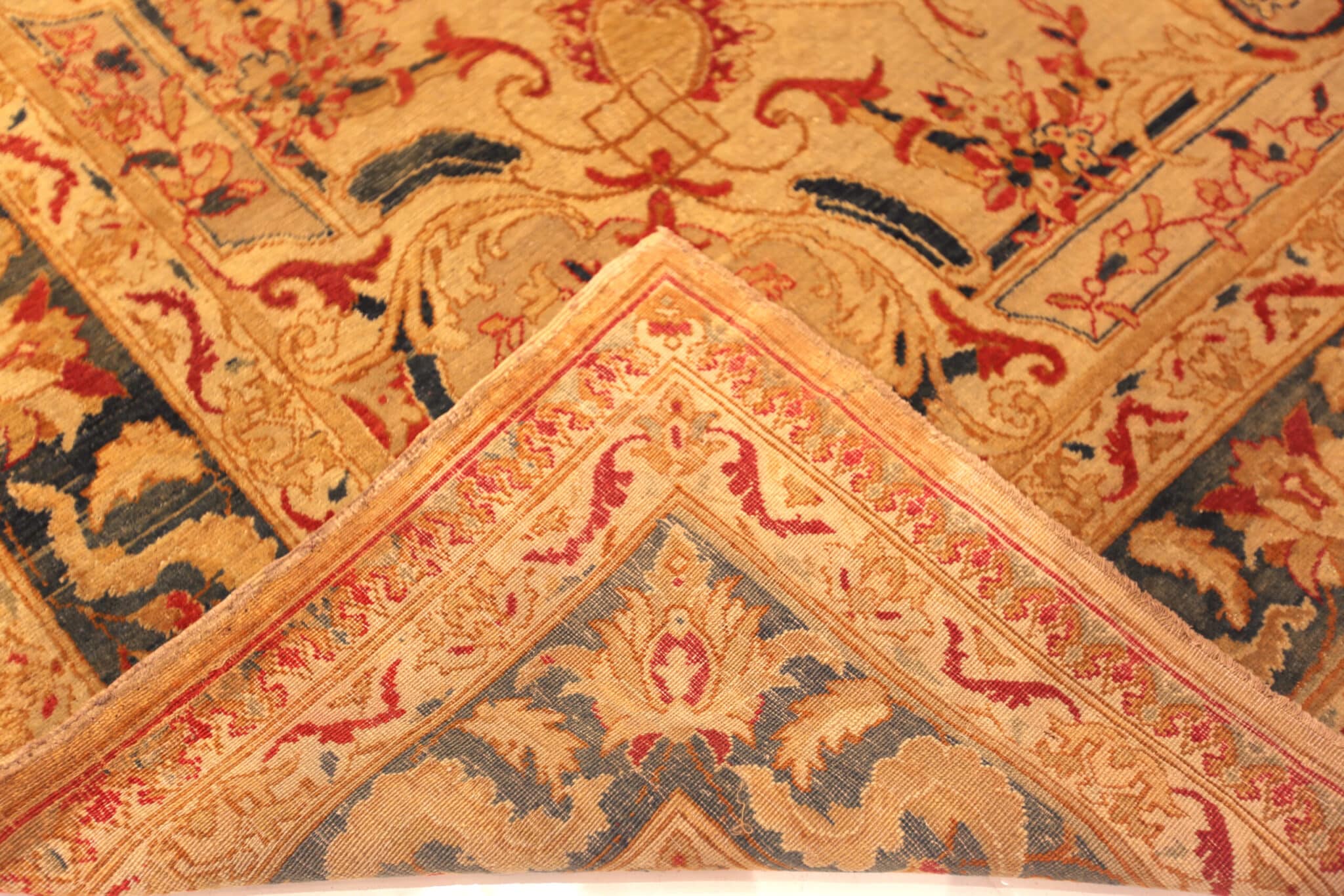 Yellow Gold Antique Persian Tabriz Rug 73092 Nazmiyal Rugs
