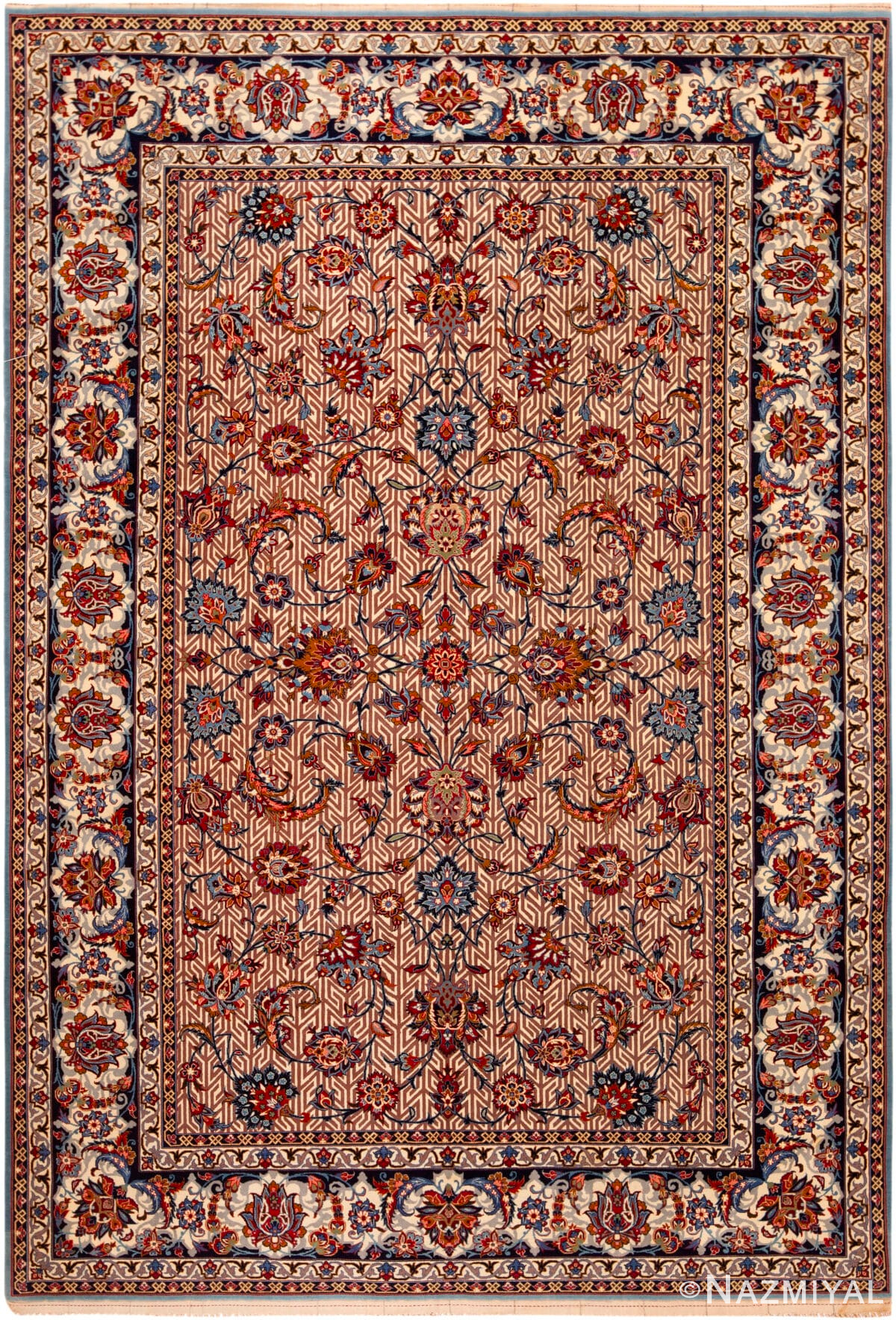 Floral Vintage Isfahan Persian Rug 73137 by Nazmiyal Antique Rugs