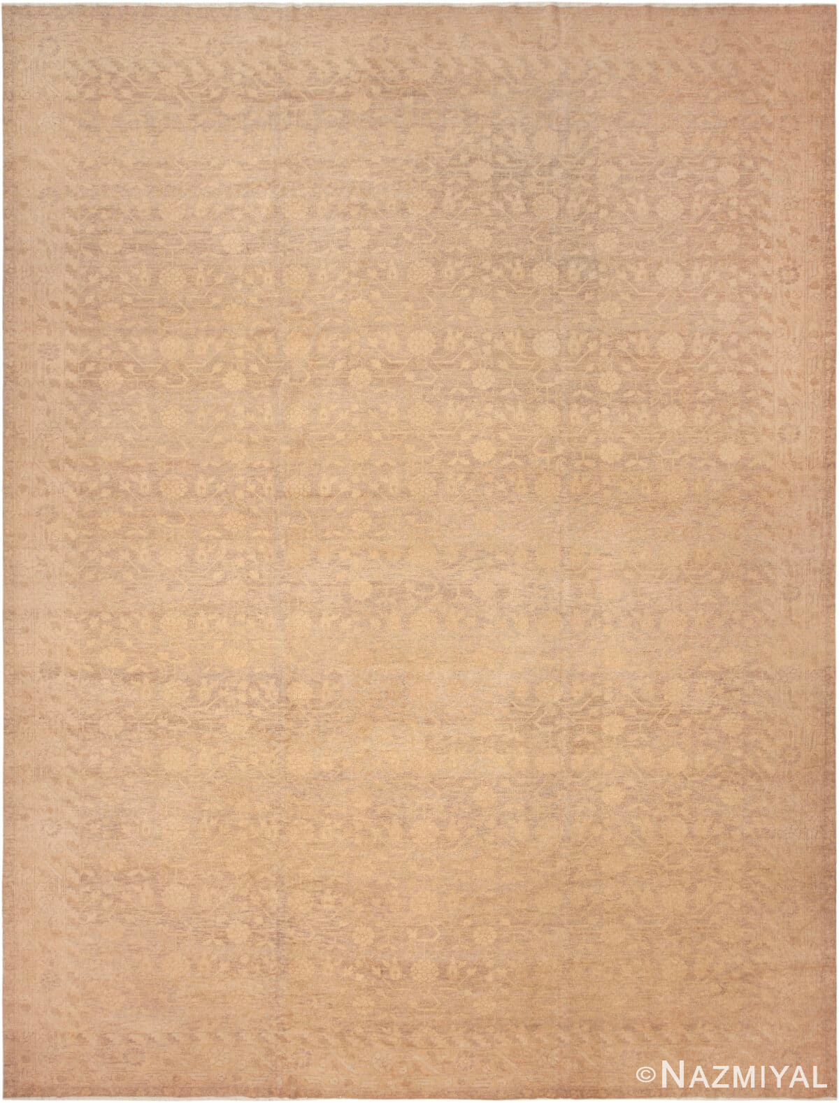 Neutral Khotan Pomegranate Design Modern Contemporary Rug 61145 by Nazmiyal Antique Rugs
