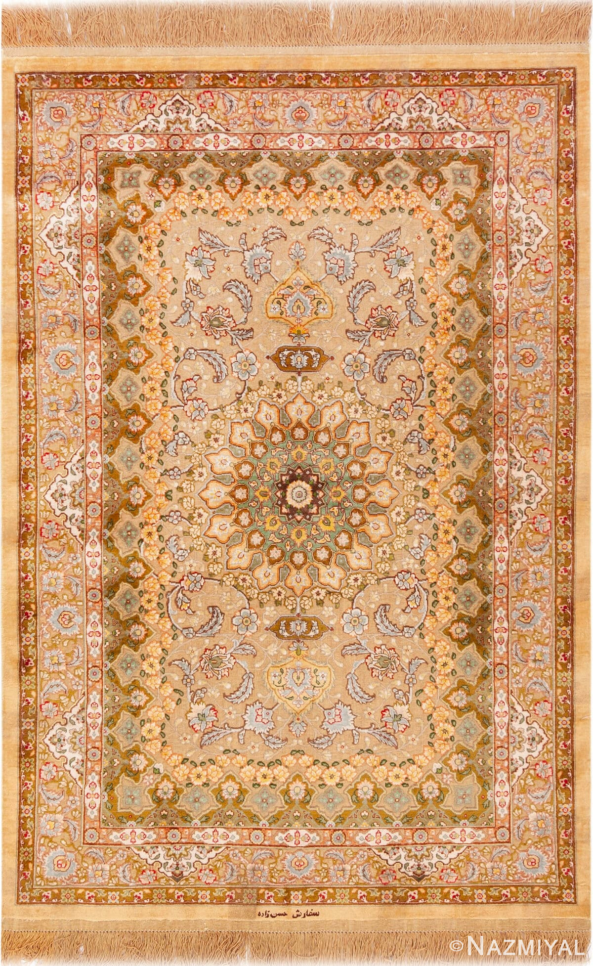 Silk Vintage Turkish Hereke Signed Rug 73141 by Nazmiyal Antique Rugs