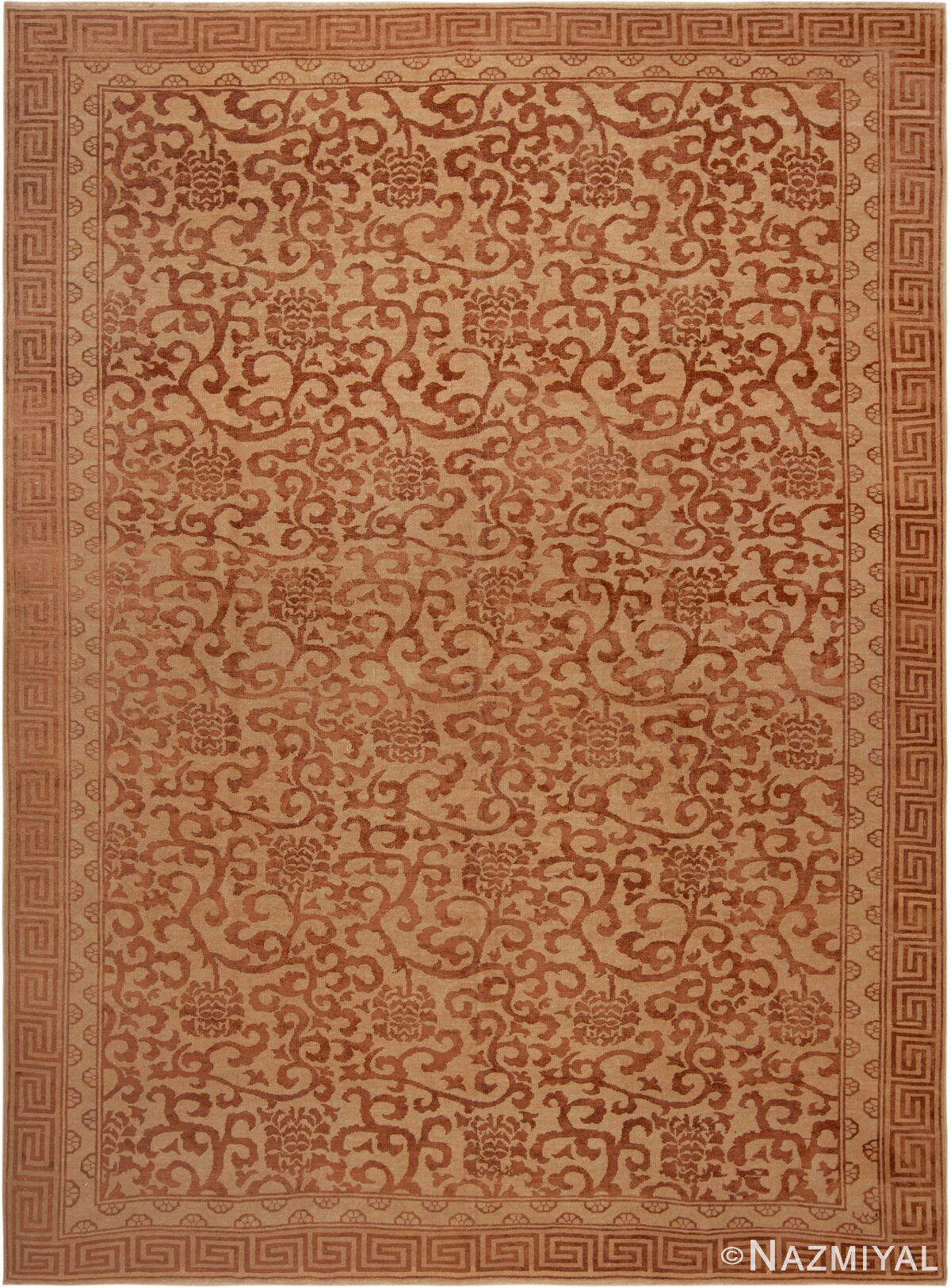 Silk And Wool Lotus Blossom Chinese Style Rug 61138 by Nazmiyal Antique Rugs