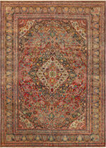 Antique Persian Kashan Mohtasham Floral Rug 72871 by Nazmiyal Antique Rugs