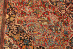 Close Up Of Antique Persian Kashan Mohtasham Floral Rug 72871 by Nazmiyal Antique Rugs