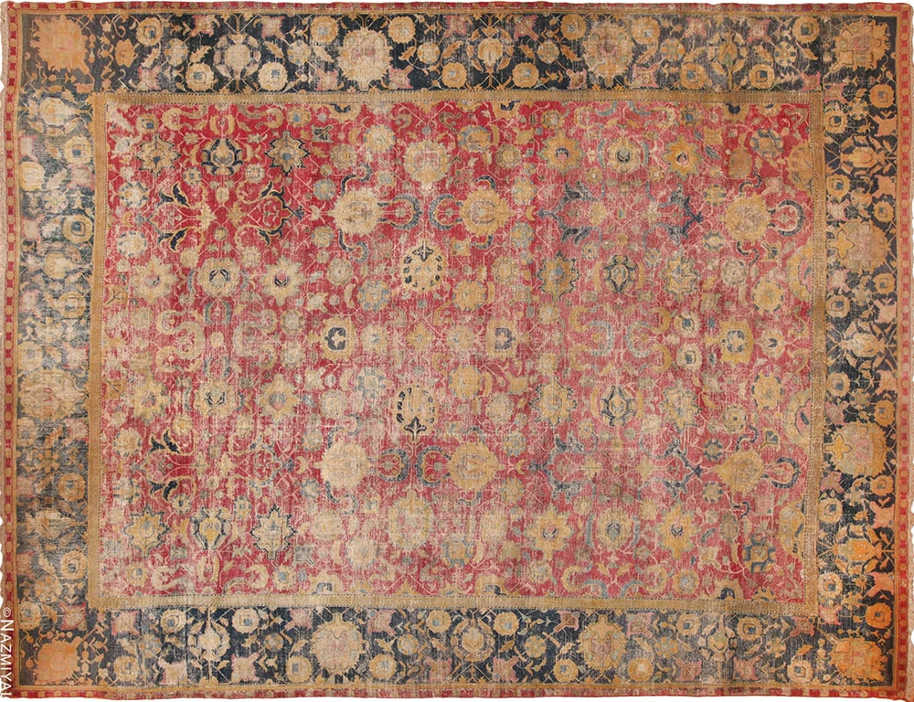17th century Large Rustic Antique Persian Isfahan Rug Rare 17th century Large Rustic Antique Persian Isfahan Rug 70804 by Nazmiyal Antique Rugs