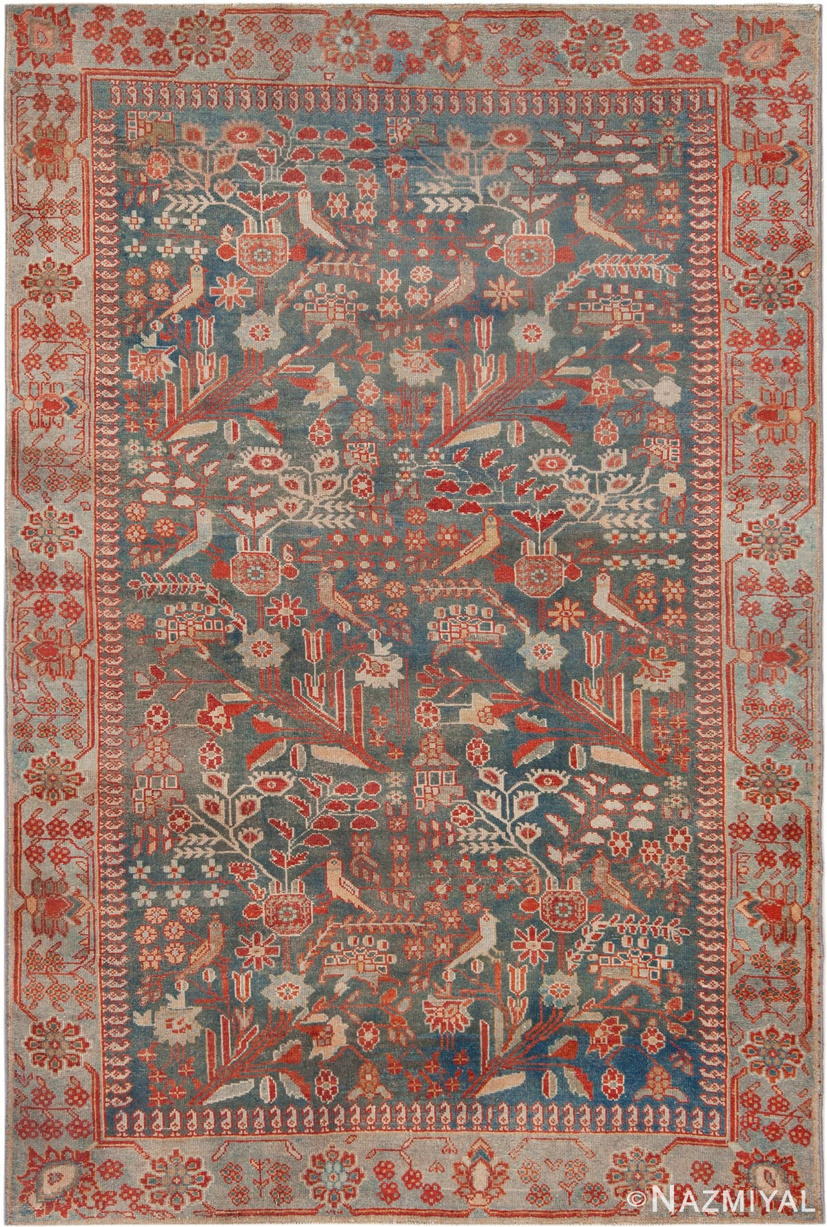 Bird Design Vintage Persian Malayer Area Rug 73190 by Nazmiyal Antique Rugs
