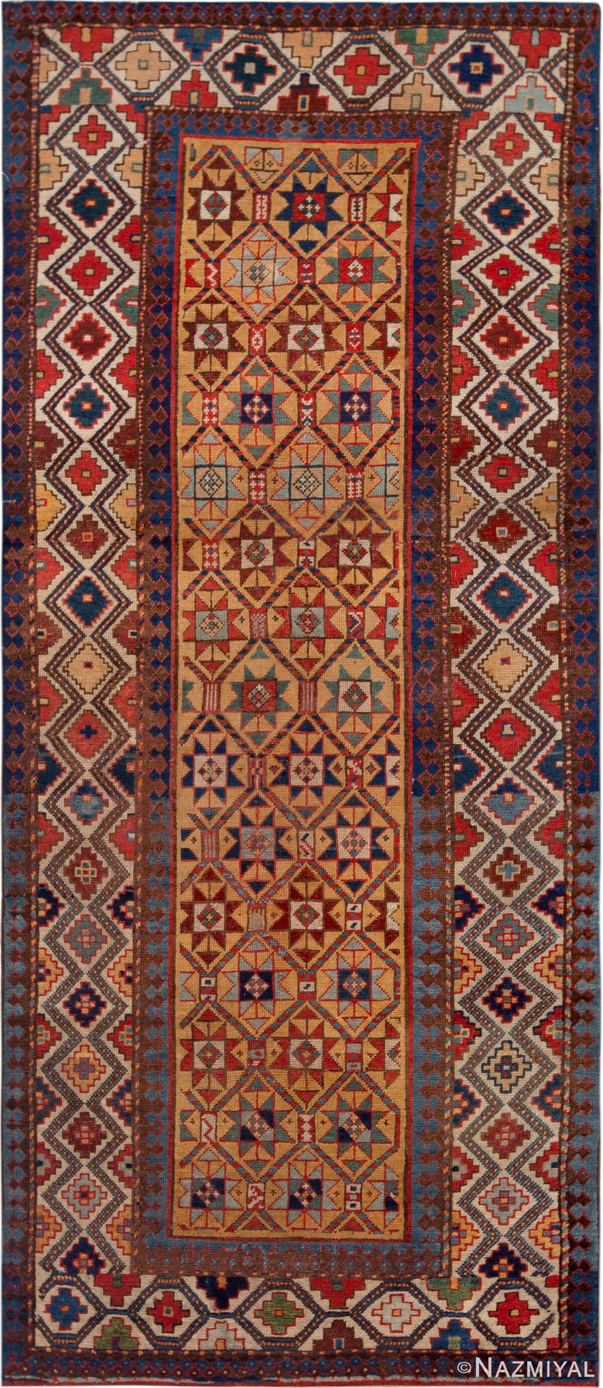 Geometric Antique Caucasian Shirvan Runner Rug 73180 by Nazmiyal Antique Rugs