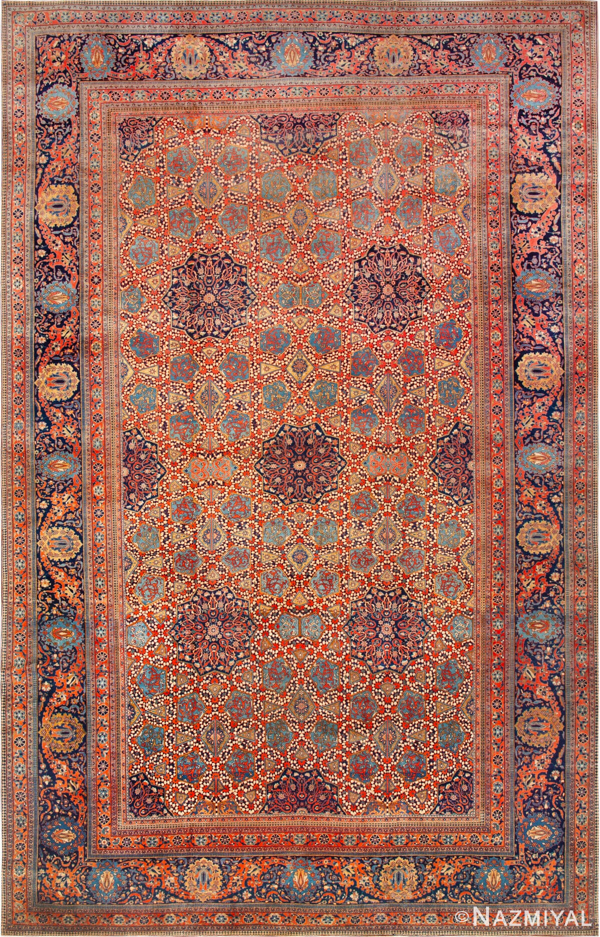 Large Fine Antique Persian Mohtashem Kashan Rug 73066 by Nazmiyal Antique Rugs