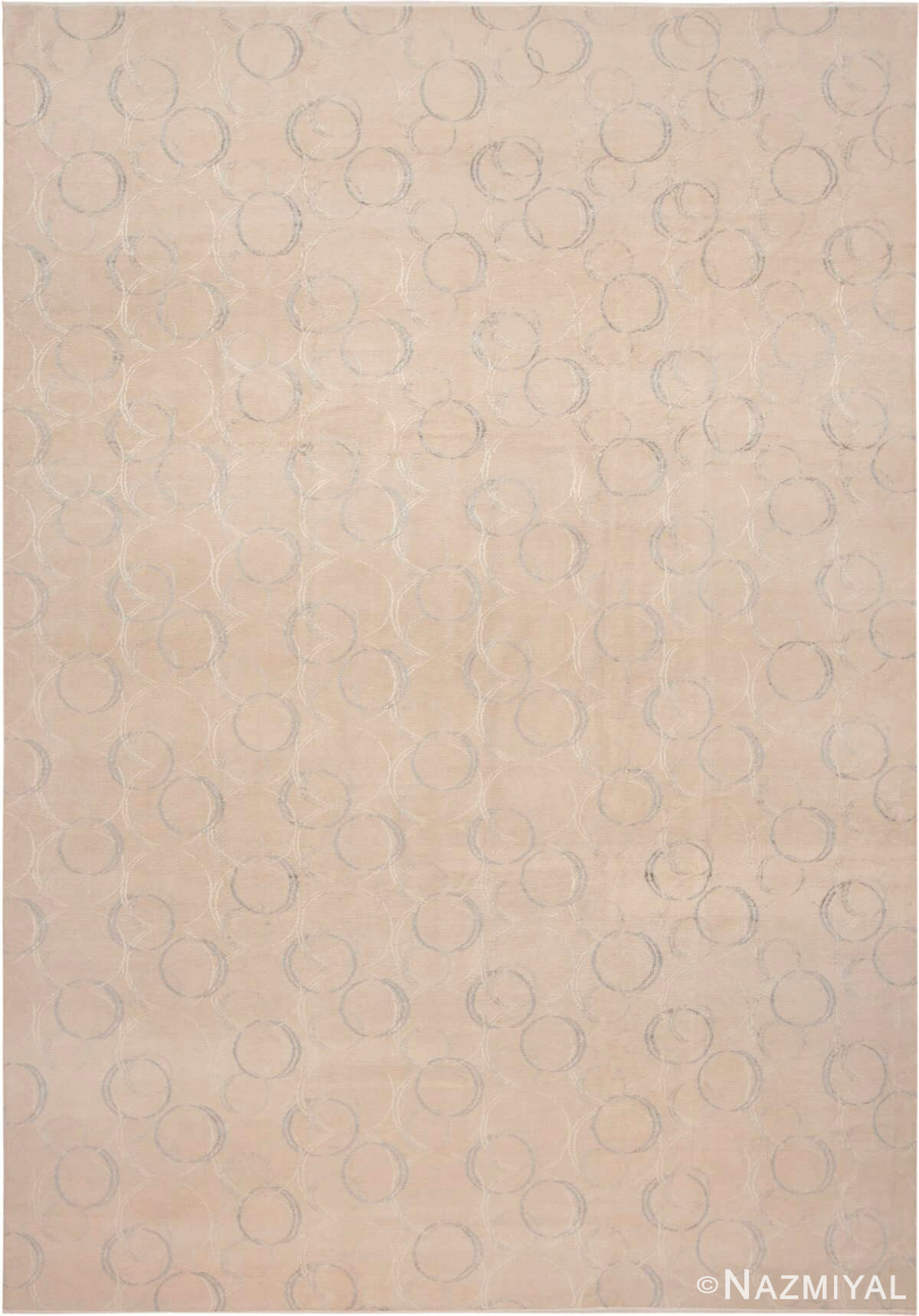 Silk & Wool Neutral Tones Modern Contemporary Rug 61179 by Nazmiyal Antique Rugs