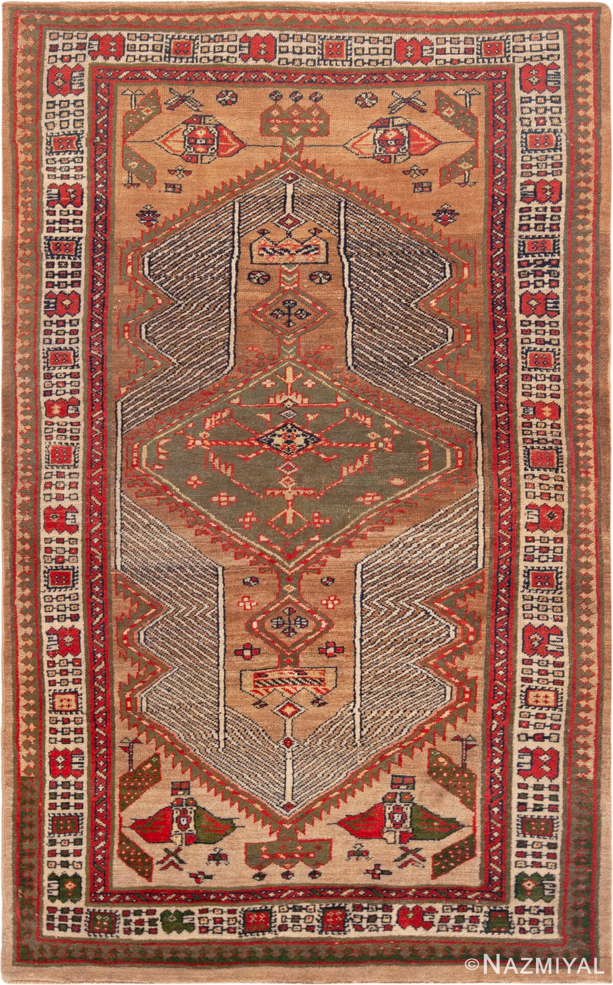 Tribal Geometric Antique Persian Serab Rug 73169 by Nazmiyal Antique Rugs