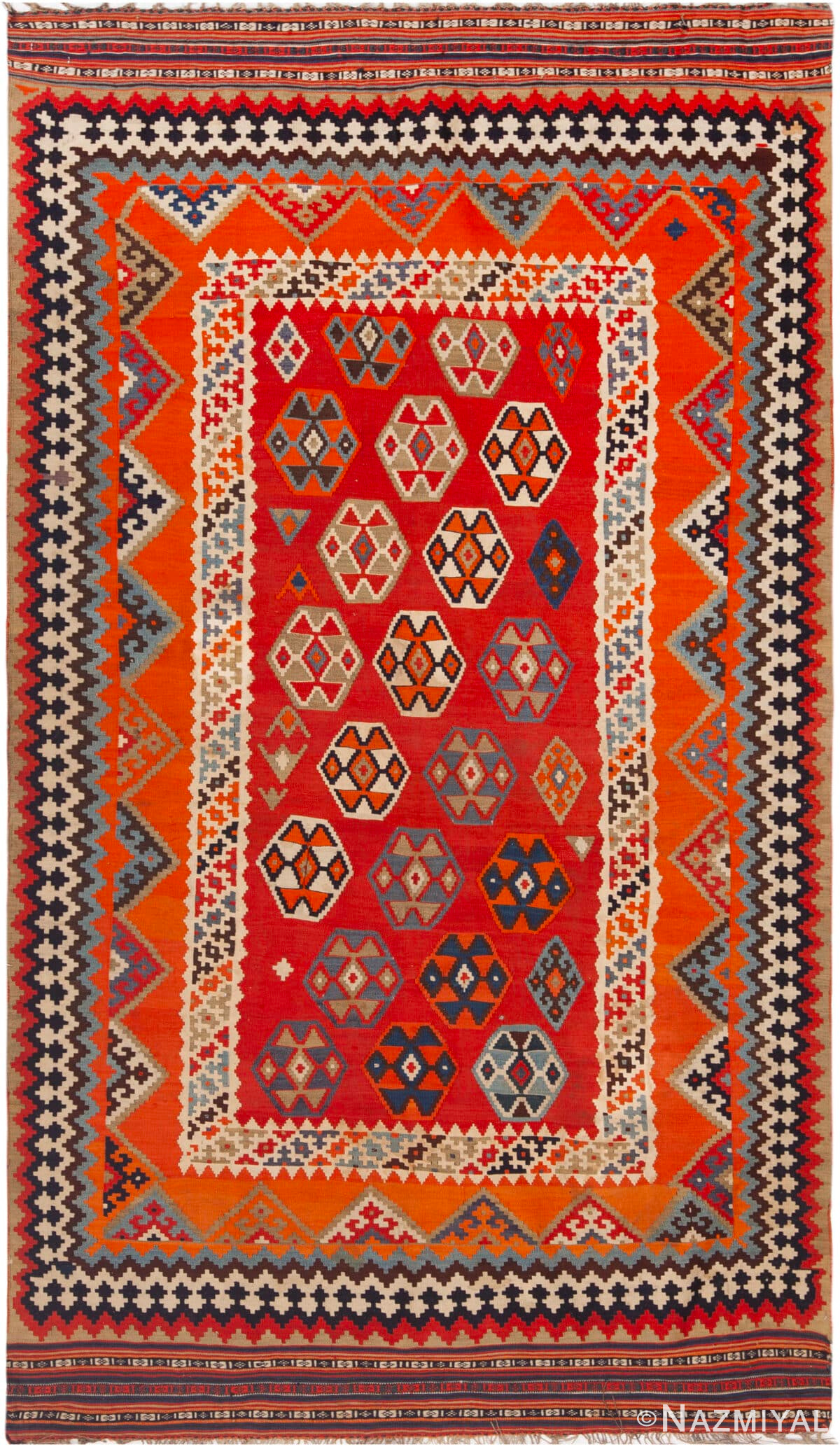Tribal Vintage Persian Qashqai Kilim Rug 73188 by Nazmiyal Antique Rugs