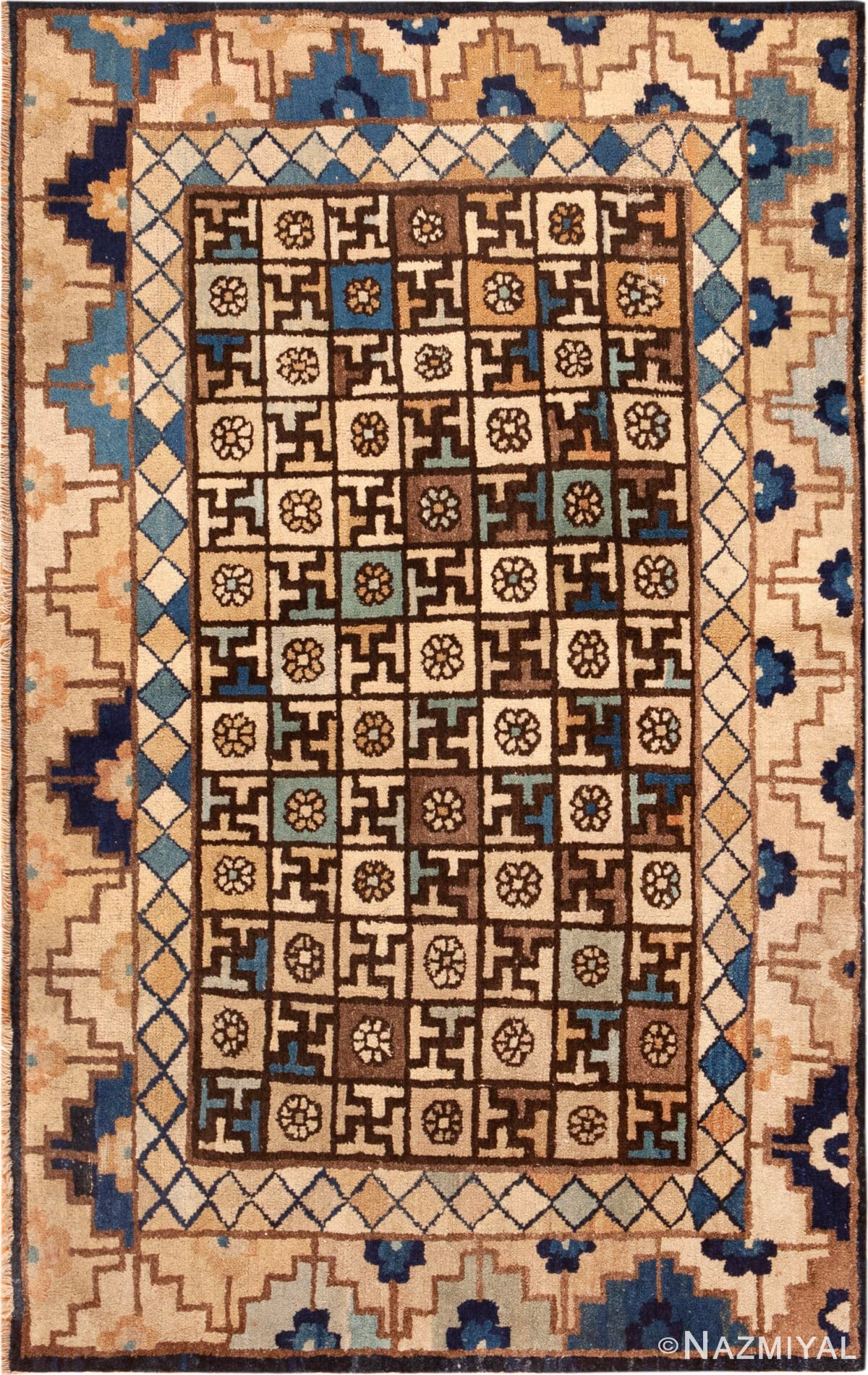 Antique Chinese Mongolian Design Rug 73167 by Nazmiyal Antique Rugs