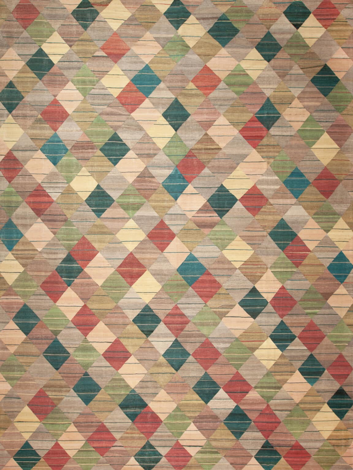 Large Colorful Modern Diamond Pattern Kilim Rug 11943