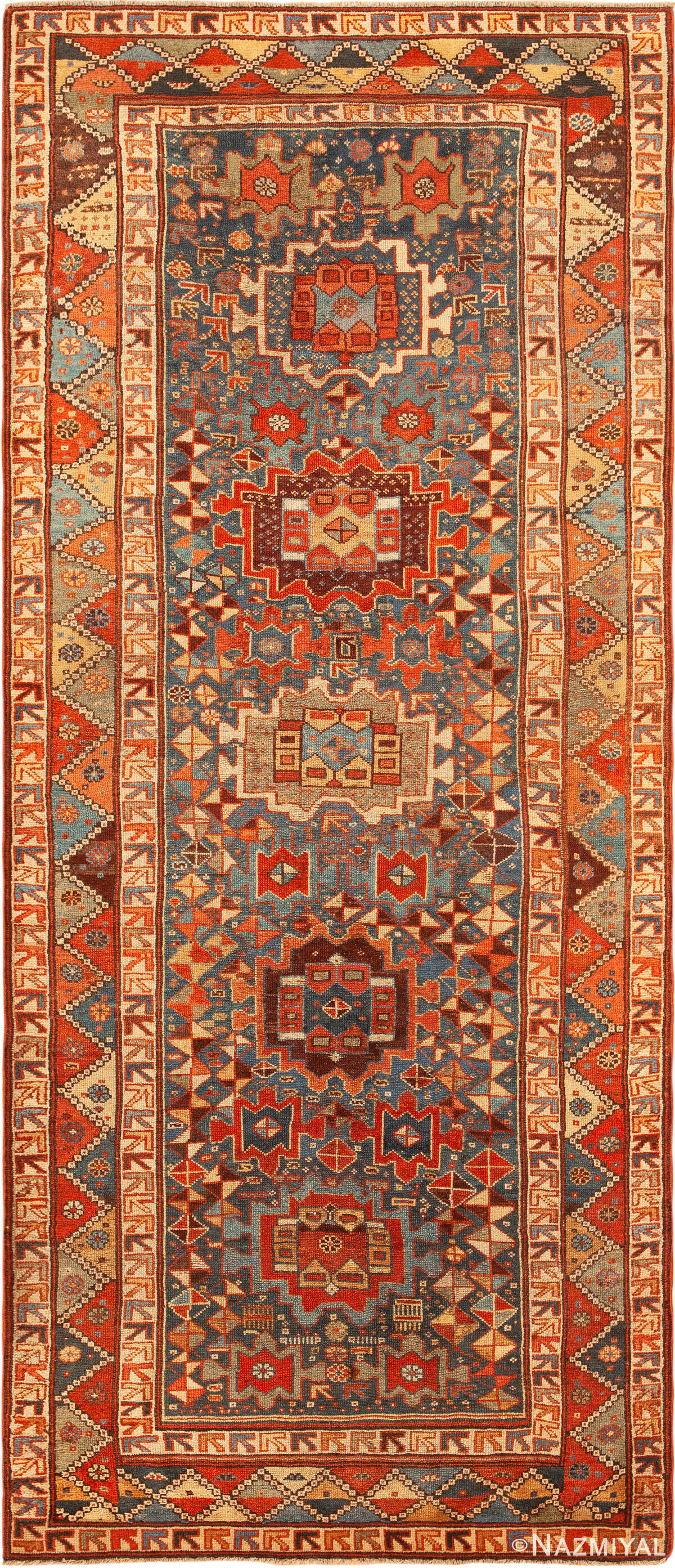 Antique Persian Geometric Runner Rug 73109 by Nazmiyal Antique Rugs