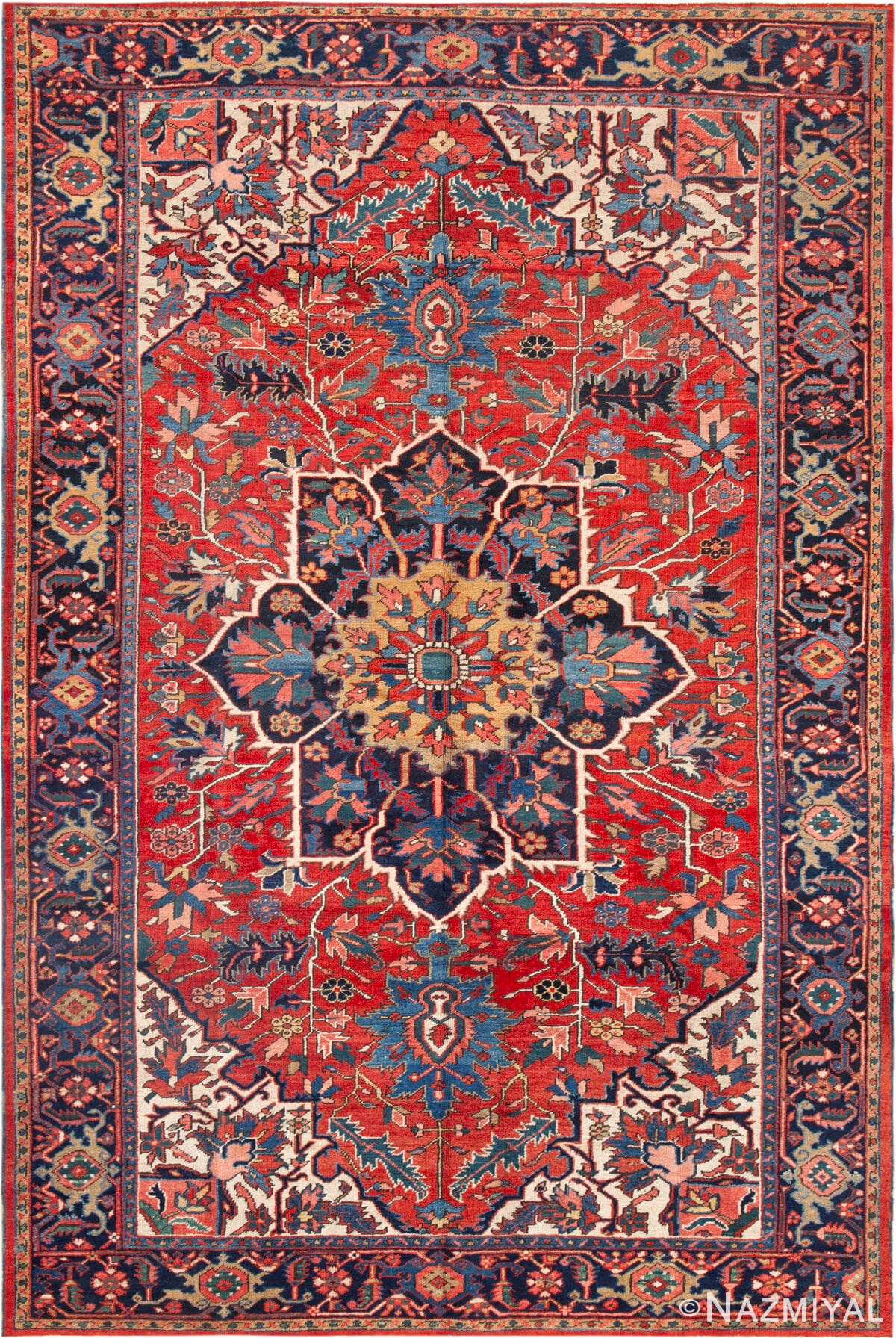 Antique Persian Heriz Serapi Rug 73278 by Nazmiyal Antique Rugs