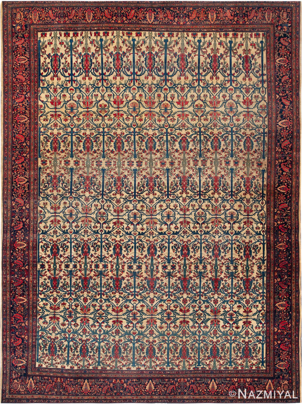 Antique Persian Sarouk Farahan Rug 73274 by Nazmiyal Antique Rugs
