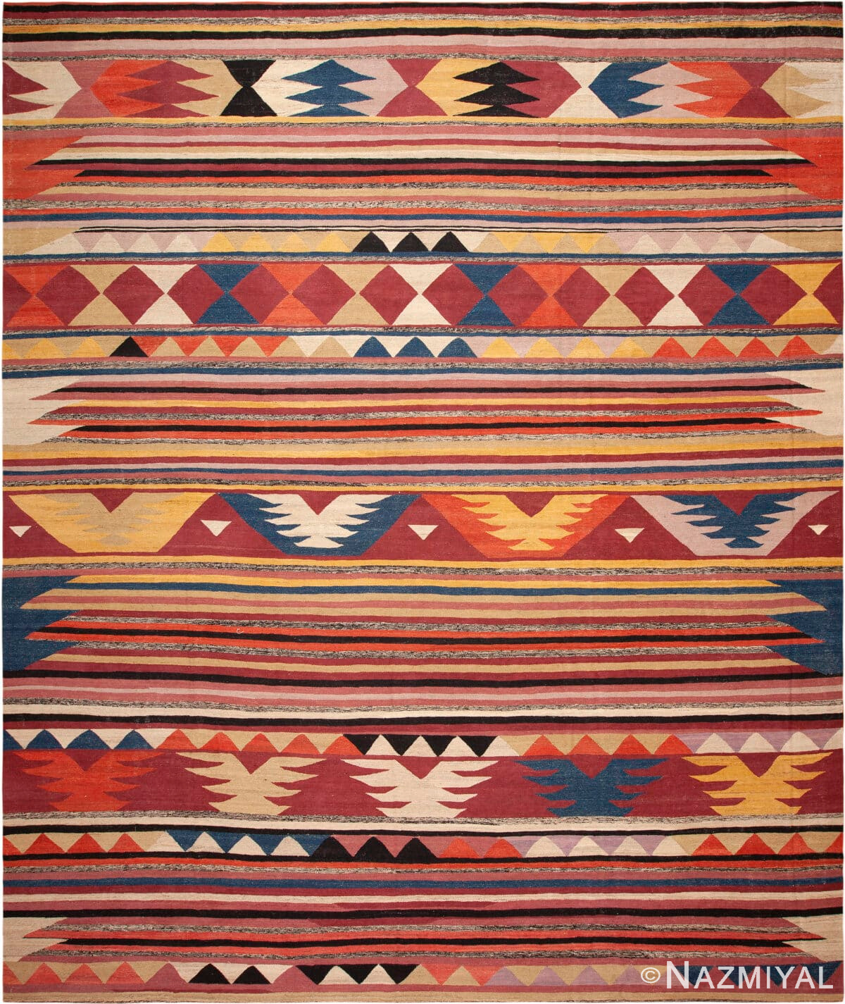 Colorful Geometric Modern Kilim Rug 11937 by Nazmiyal Antique Rugs