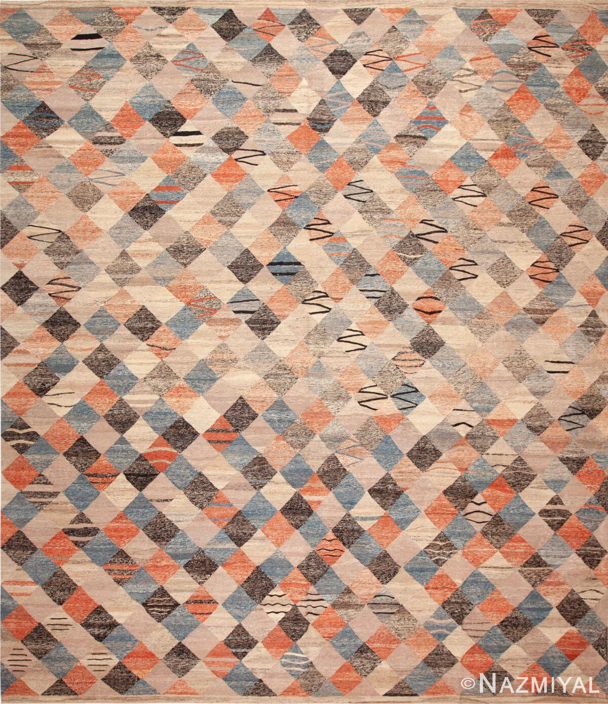 Large Colorful Dimond Pattern Geometric Modern Contemporary Kilim Rug 11919 by Nazmiyal Antique Rugs