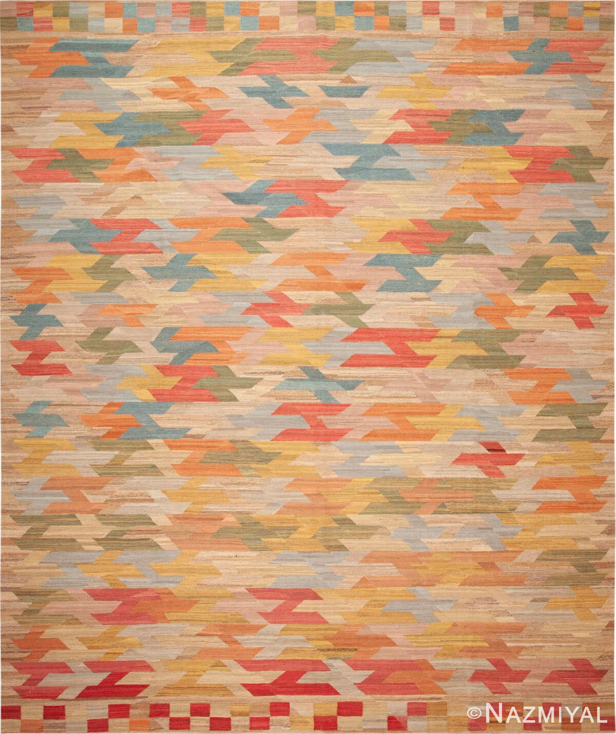 Large Colorful Geometric Modern Contemporary Kilim Rug 11946 by Nazmiyal Antique Rugs