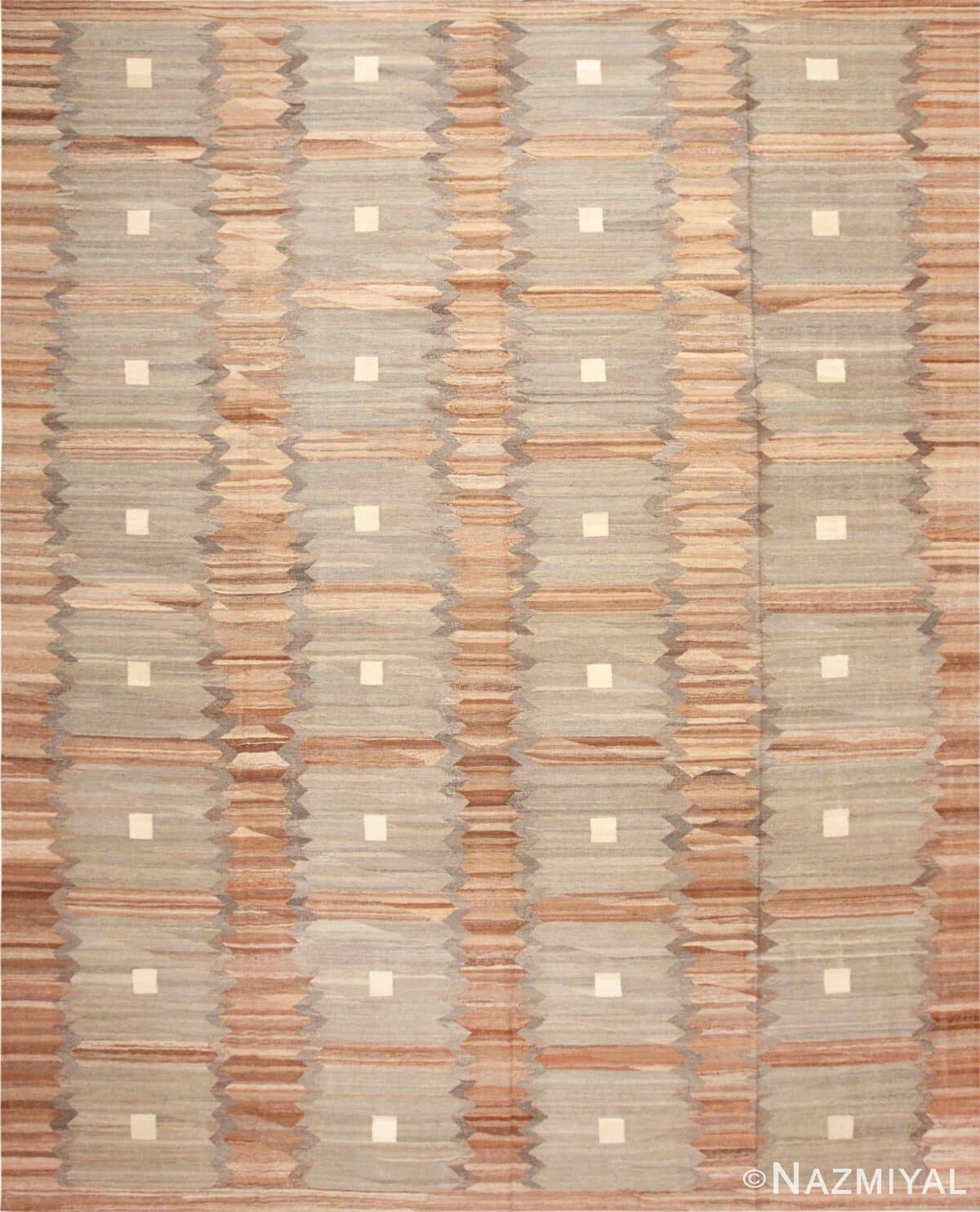 Neutral Tones Large Geometric Modern Contemporary Kilim Rug 11915 by Nazmiyal Collection Rugs