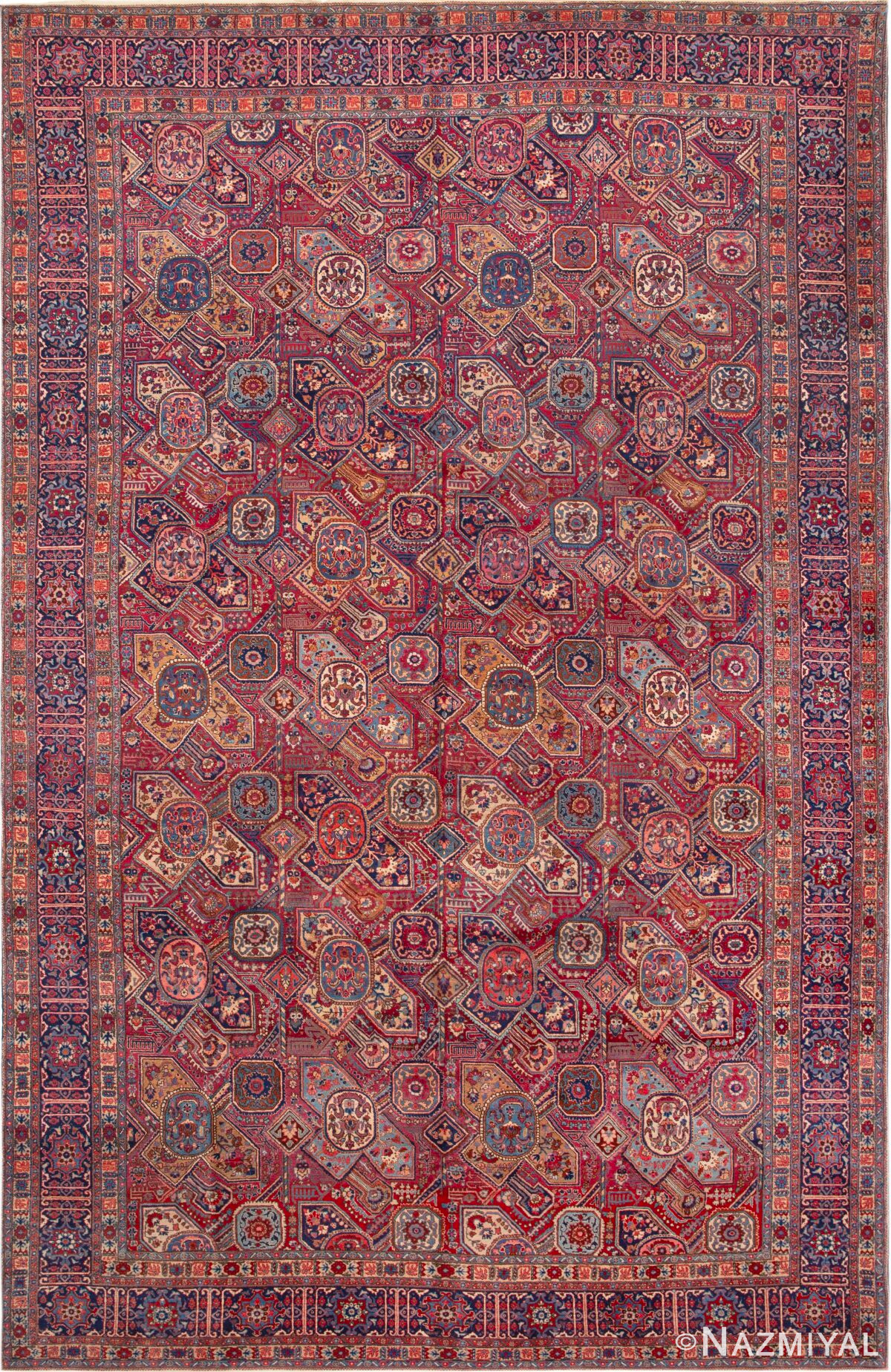 Vintage Geometric Persian Tabriz Rug 73275 by Nazmiyal Antique Rugs