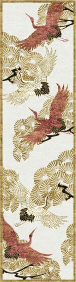 Wendy Morrison Design - Cranes in Trees Hand Tufted Runner Rug 12144 by Nazmiyal Antique Rugs