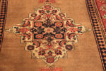 Camel Background Open Field Tribal Geometric Medallion Antique Persian Serab Carpet 43949 by Nazmiyal Antique Rugs