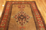 Camel Background Open Field Tribal Geometric Medallion Antique Persian Serab Carpet 43949 by Nazmiyal Antique Rugs
